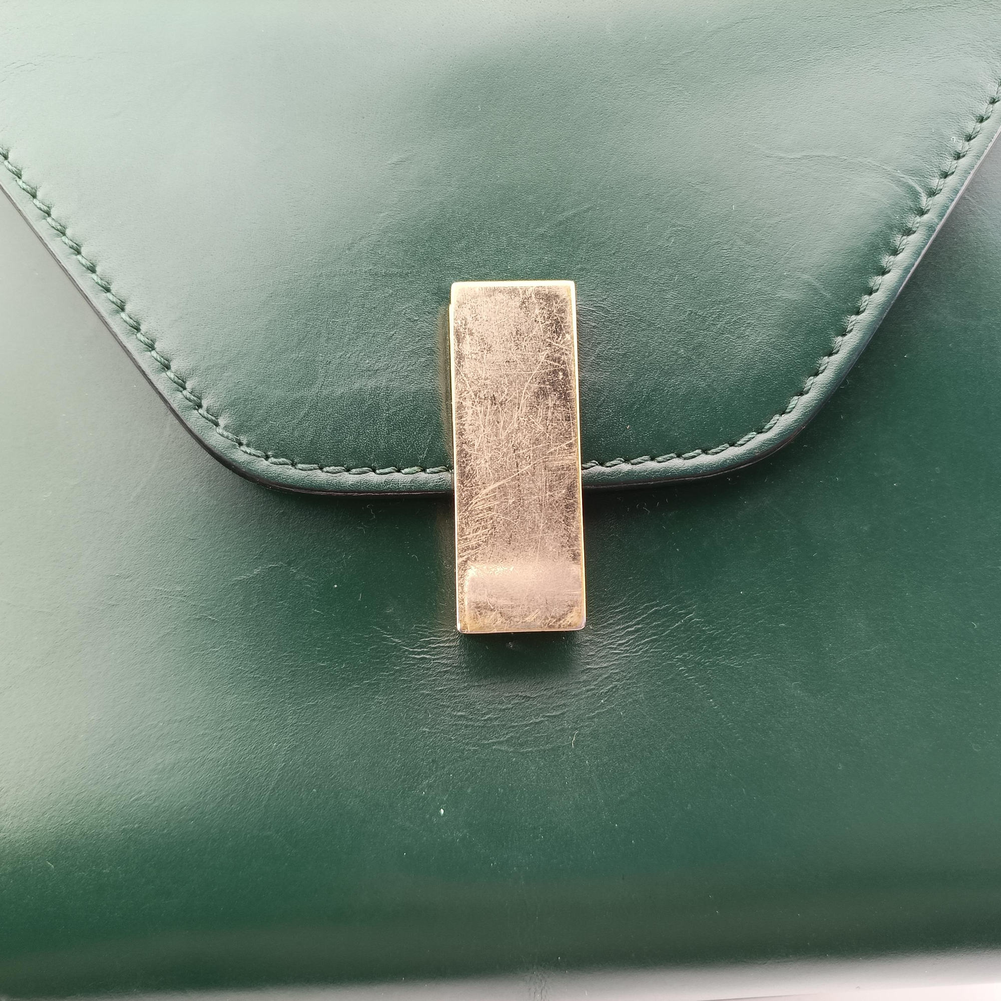Pre-owned Valextra Iside Verde Bosco Millepunte Calf Leather  shoulderbag | stylenewstar
