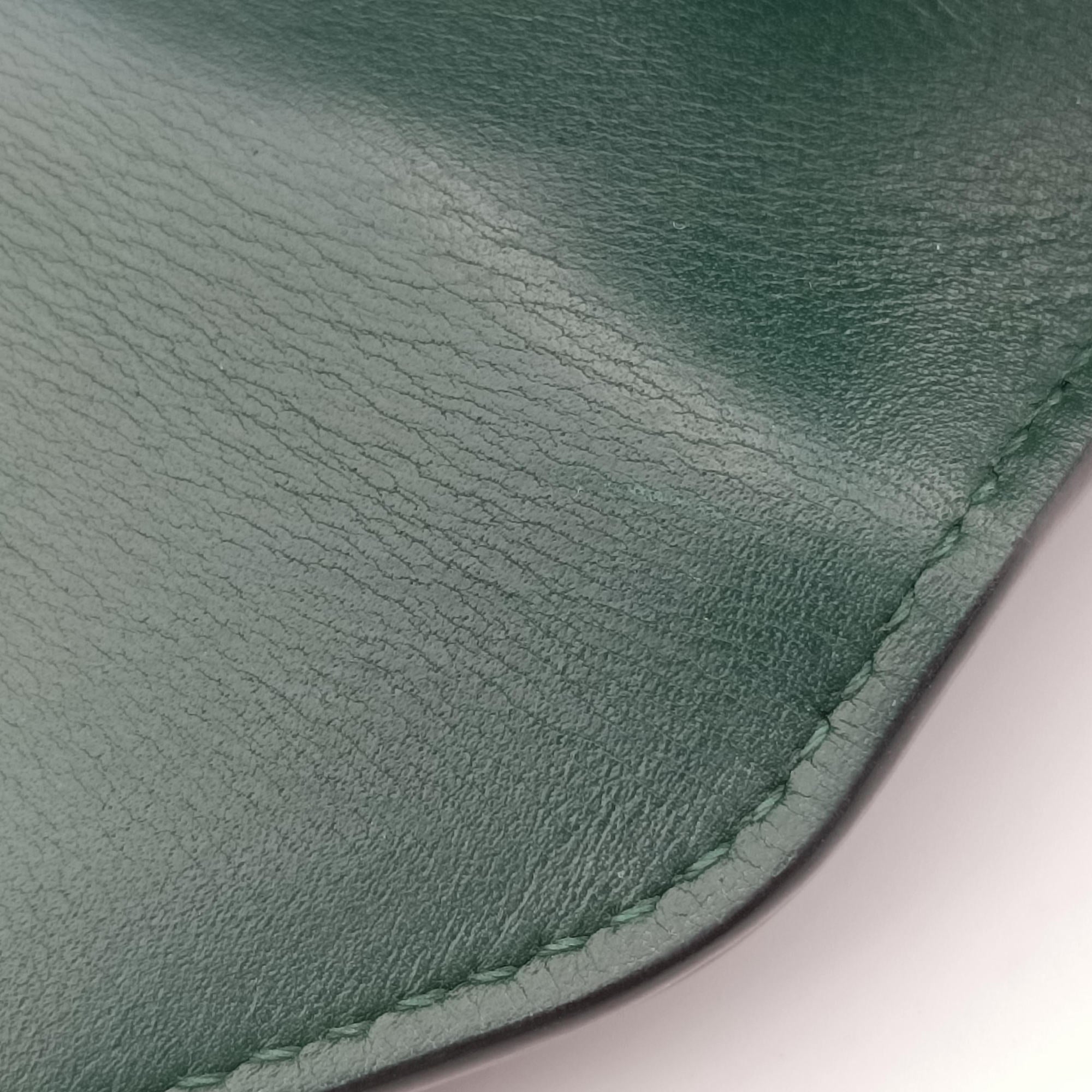 Pre-owned Valextra Iside Verde Bosco Millepunte Calf Leather  shoulderbag | stylenewstar
