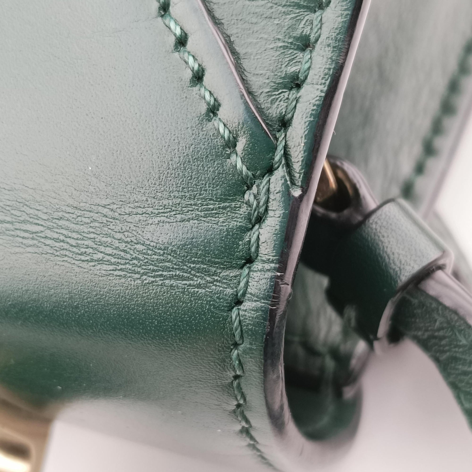 Pre-owned Valextra Iside Verde Bosco Millepunte Calf Leather  shoulderbag | stylenewstar