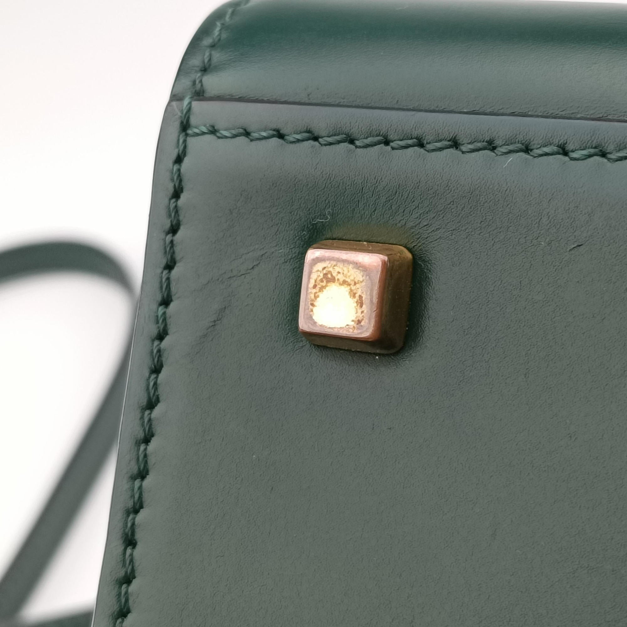 Pre-owned Valextra Iside Verde Bosco Millepunte Calf Leather  shoulderbag | stylenewstar