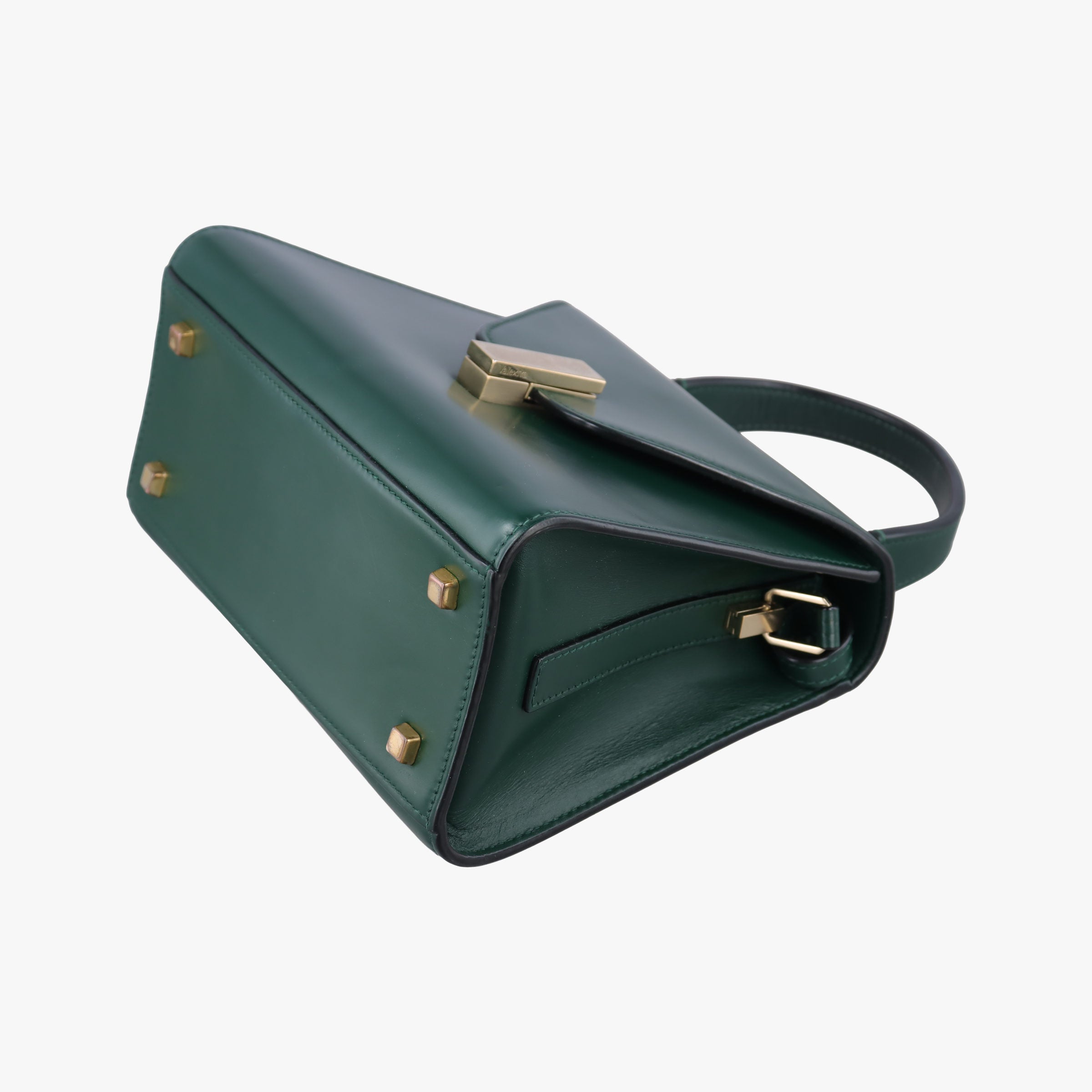 Pre-owned Valextra Iside Verde Bosco Millepunte Calf Leather  shoulderbag | stylenewstar