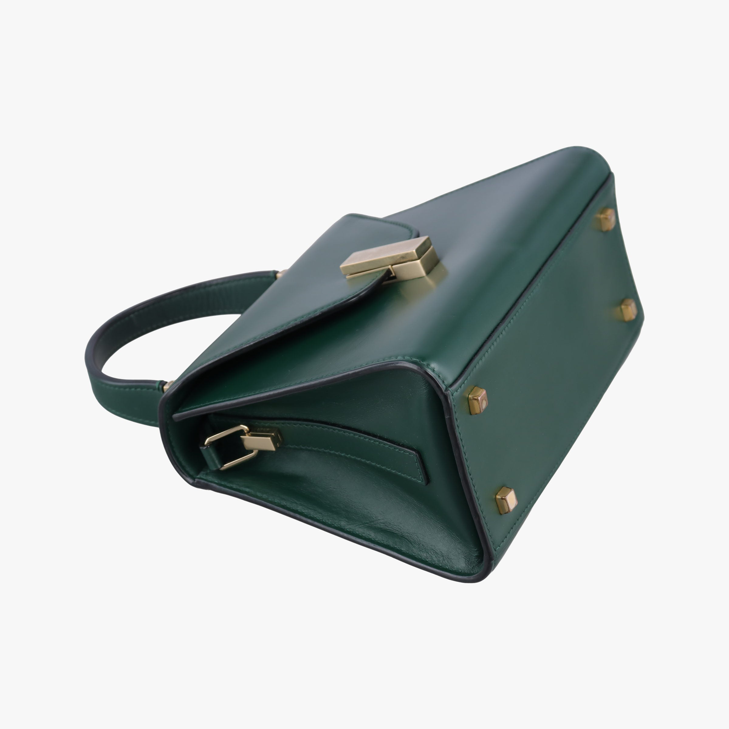 Pre-owned Valextra Iside Verde Bosco Millepunte Calf Leather  shoulderbag | stylenewstar