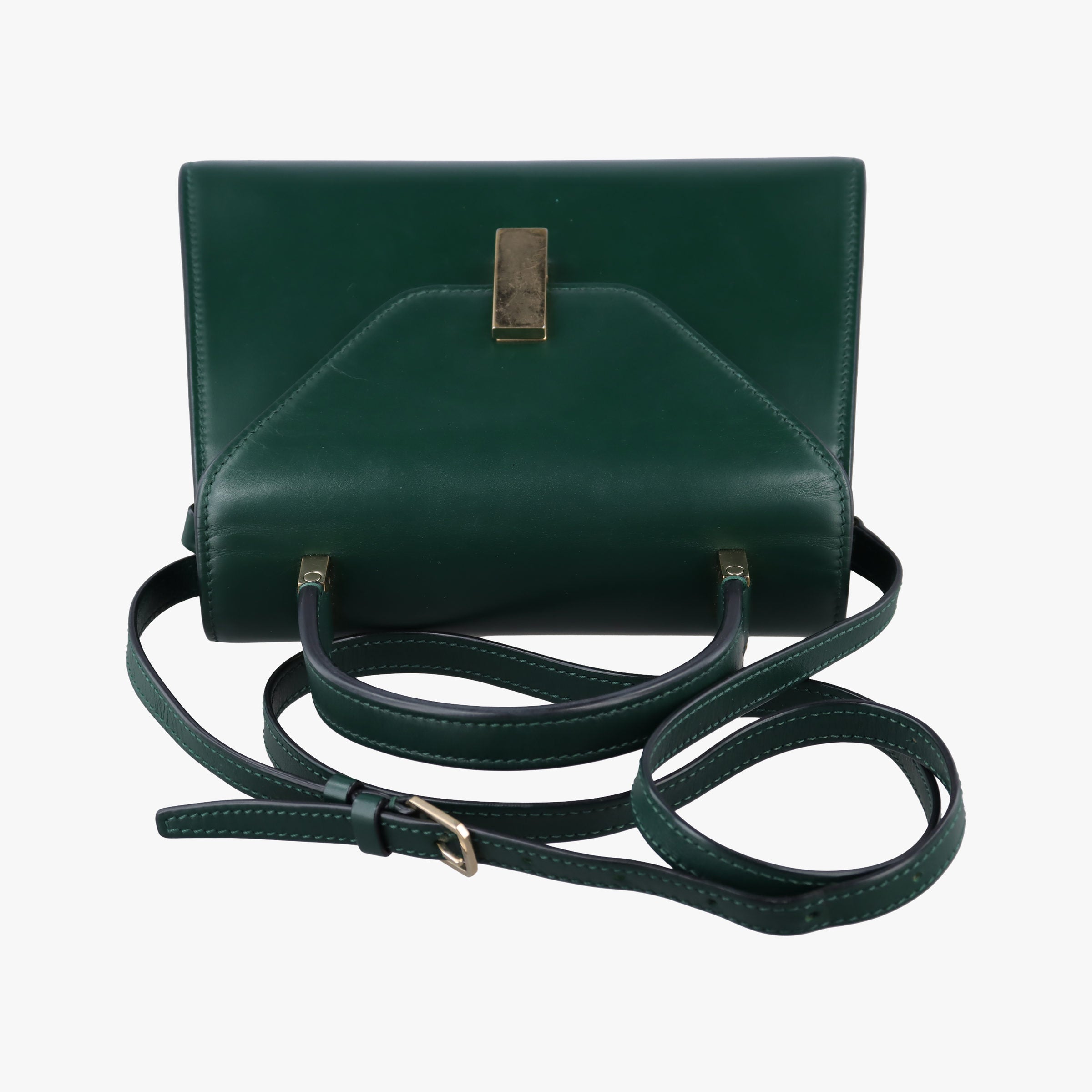 Pre-owned Valextra Iside Verde Bosco Millepunte Calf Leather  shoulderbag | stylenewstar