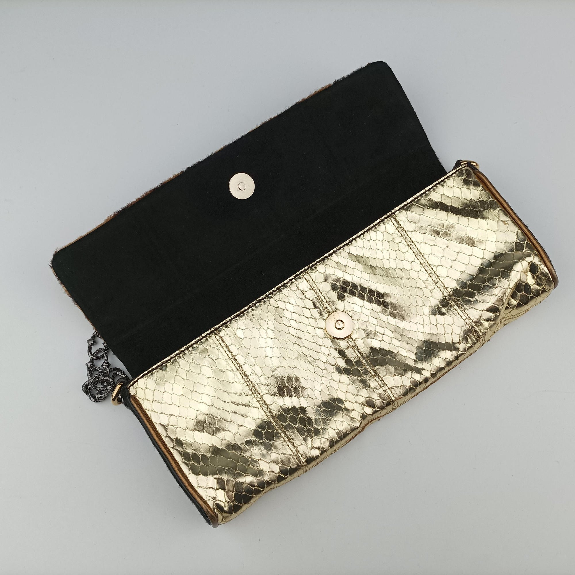 Pre-owned Dolce & Gabbana Leopard print Multicolour ponyhair×snakeskin  shoulderbag | stylenewstar