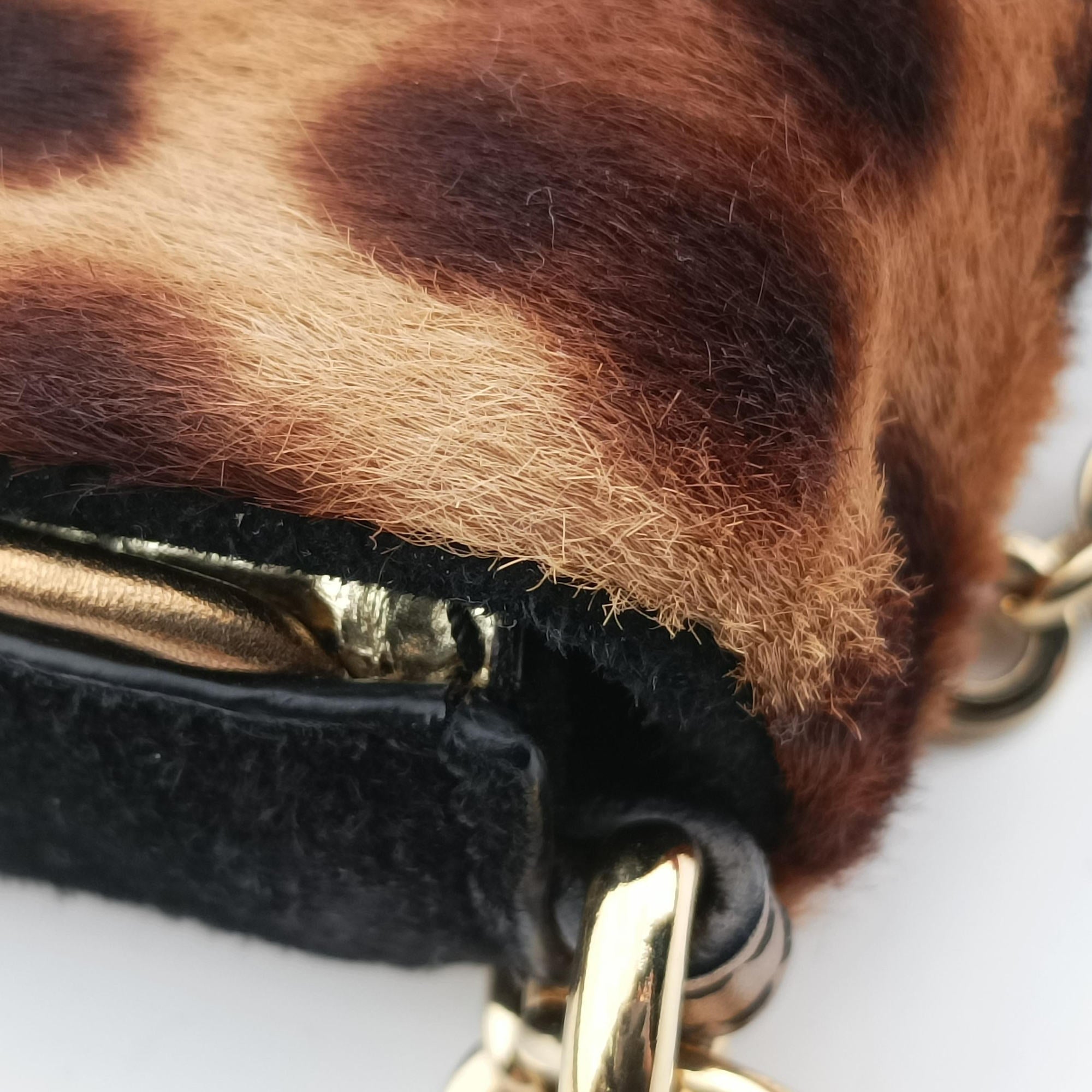 Pre-owned Dolce & Gabbana Leopard print Multicolour ponyhair×snakeskin  shoulderbag | stylenewstar