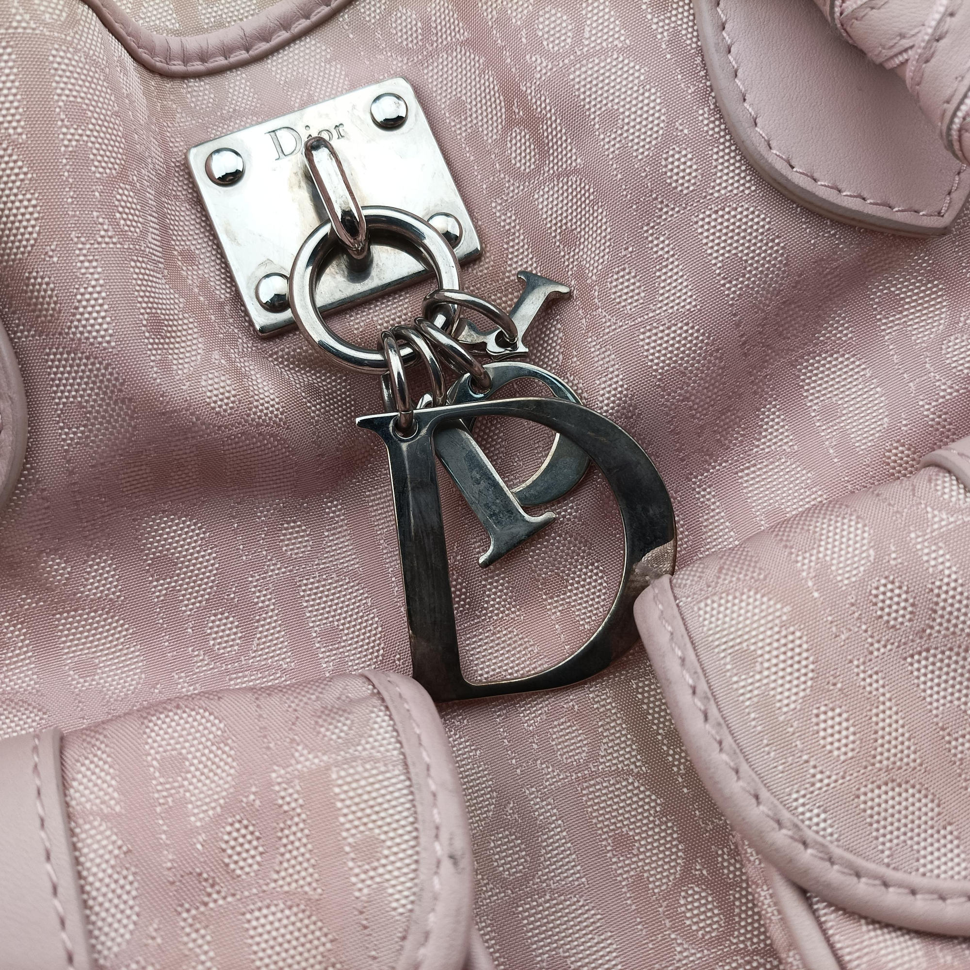 Secondhand Christian Dior Lovely Trotter Pink Cotton Canvas × Leather  handbag | stylenewstar
