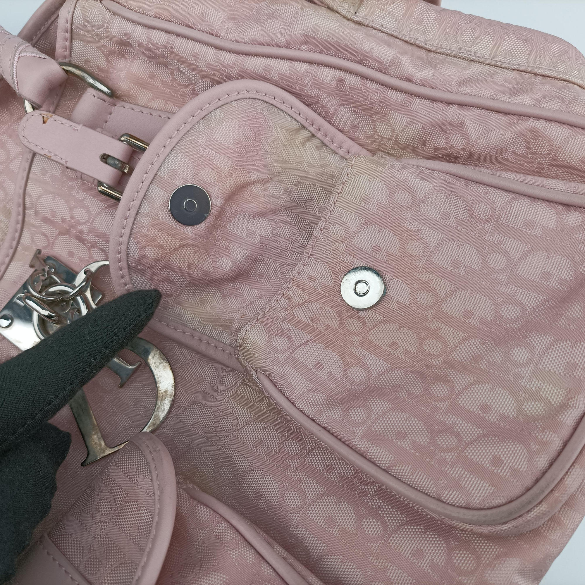 Secondhand Christian Dior Lovely Trotter Pink Cotton Canvas × Leather  handbag | stylenewstar