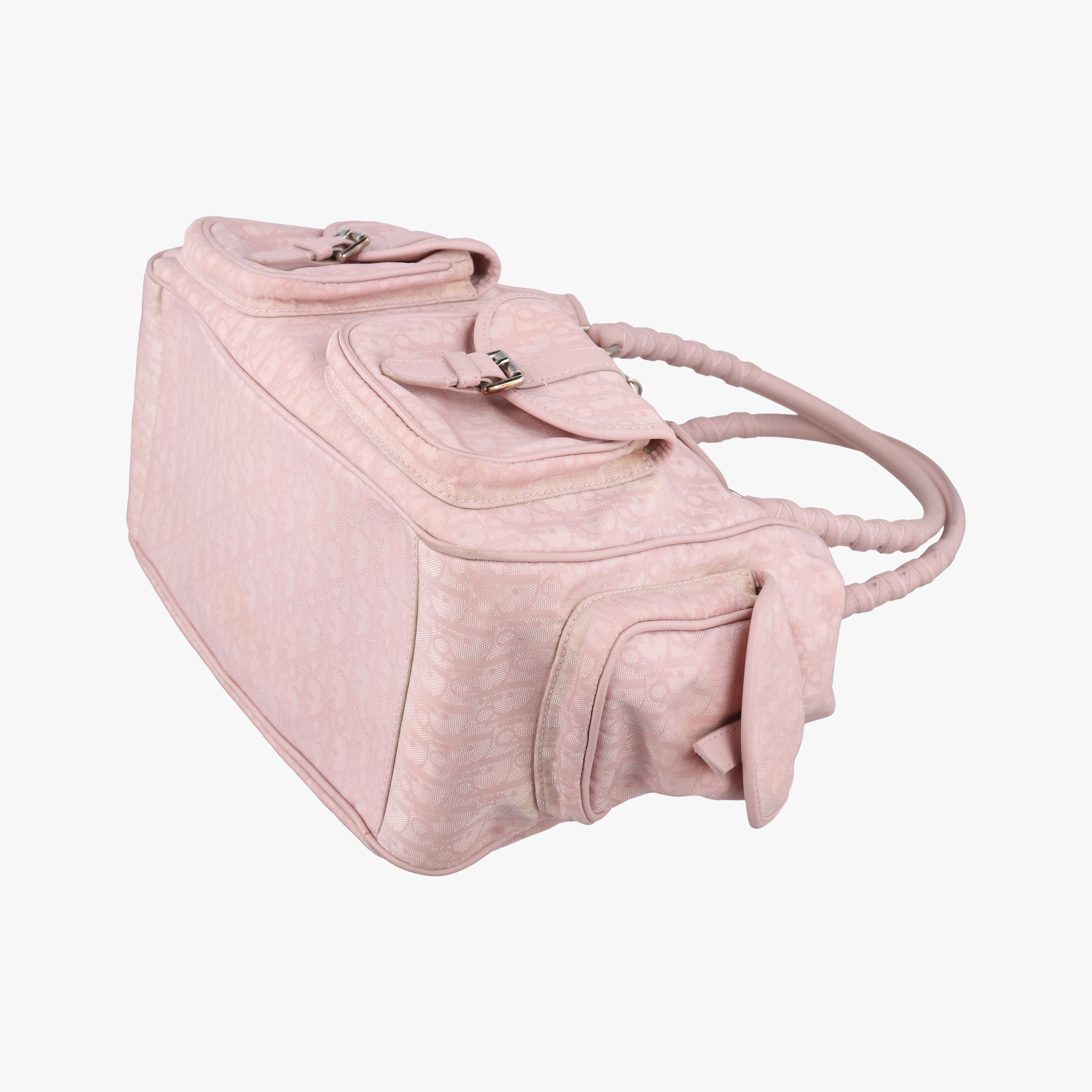 Secondhand Christian Dior Lovely Trotter Pink Cotton Canvas × Leather  handbag | stylenewstar