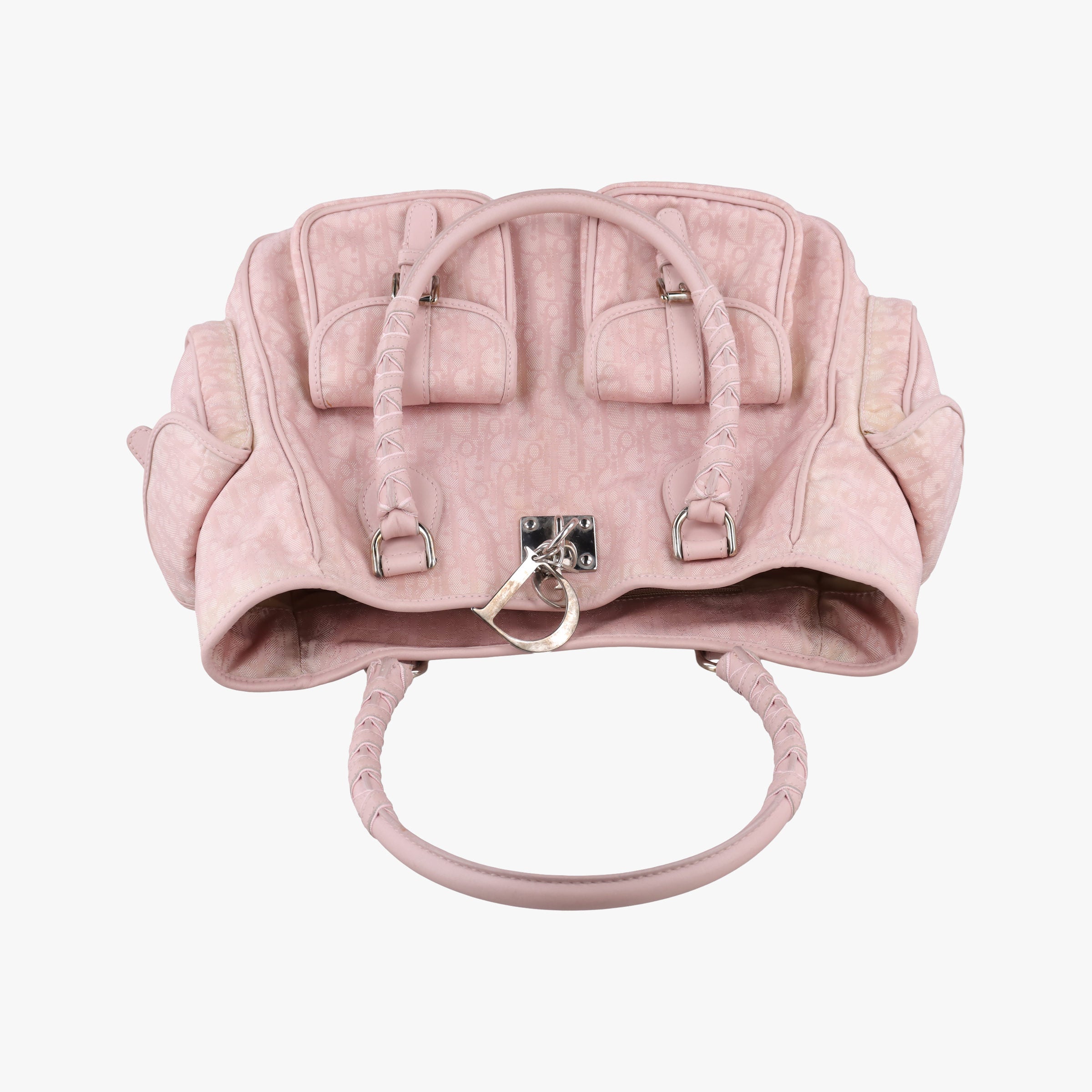 Secondhand Christian Dior Lovely Trotter Pink Cotton Canvas × Leather  handbag | stylenewstar