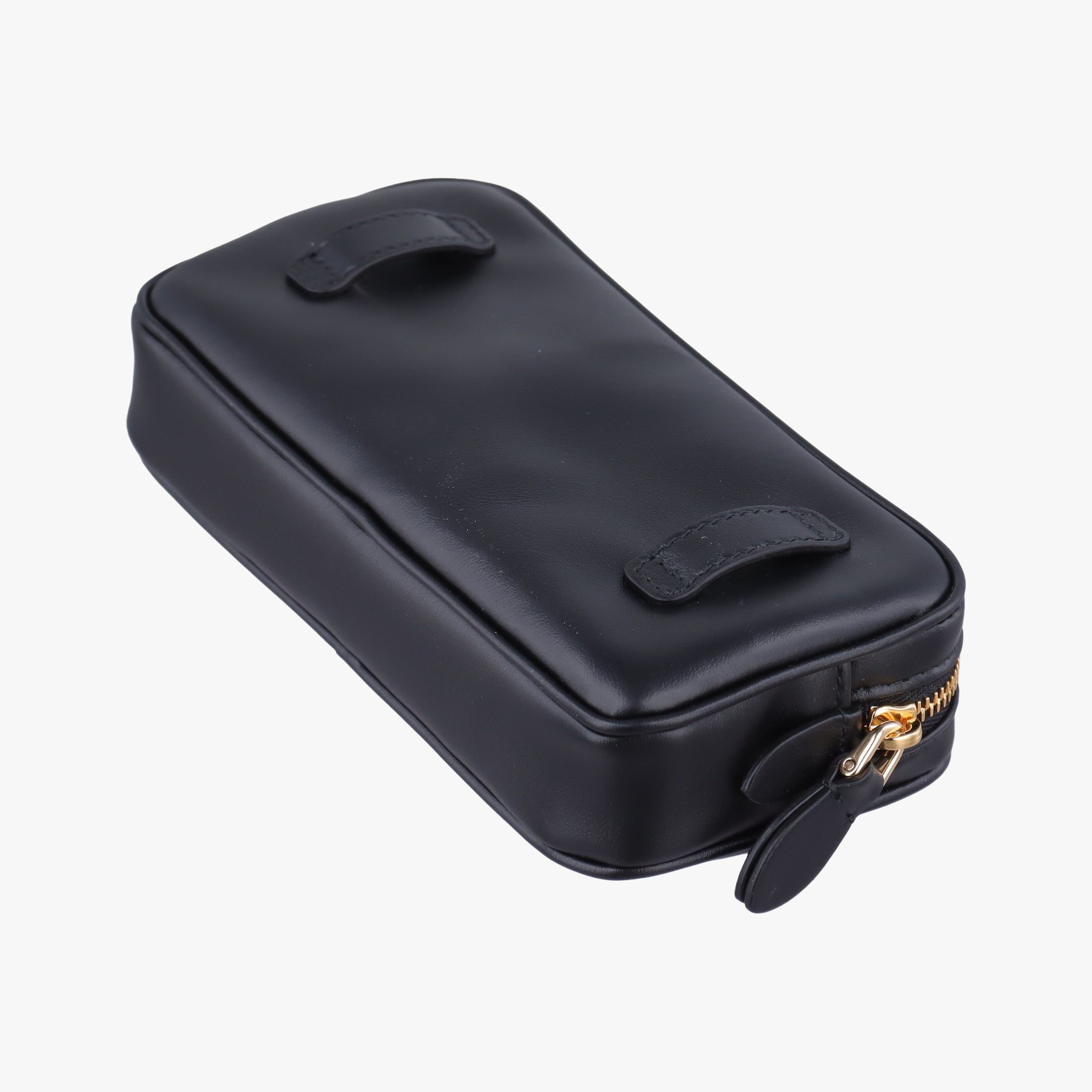 Pre-owned Miu Miu Logo belt Black leather  bum bag/waist bag | stylenewstar