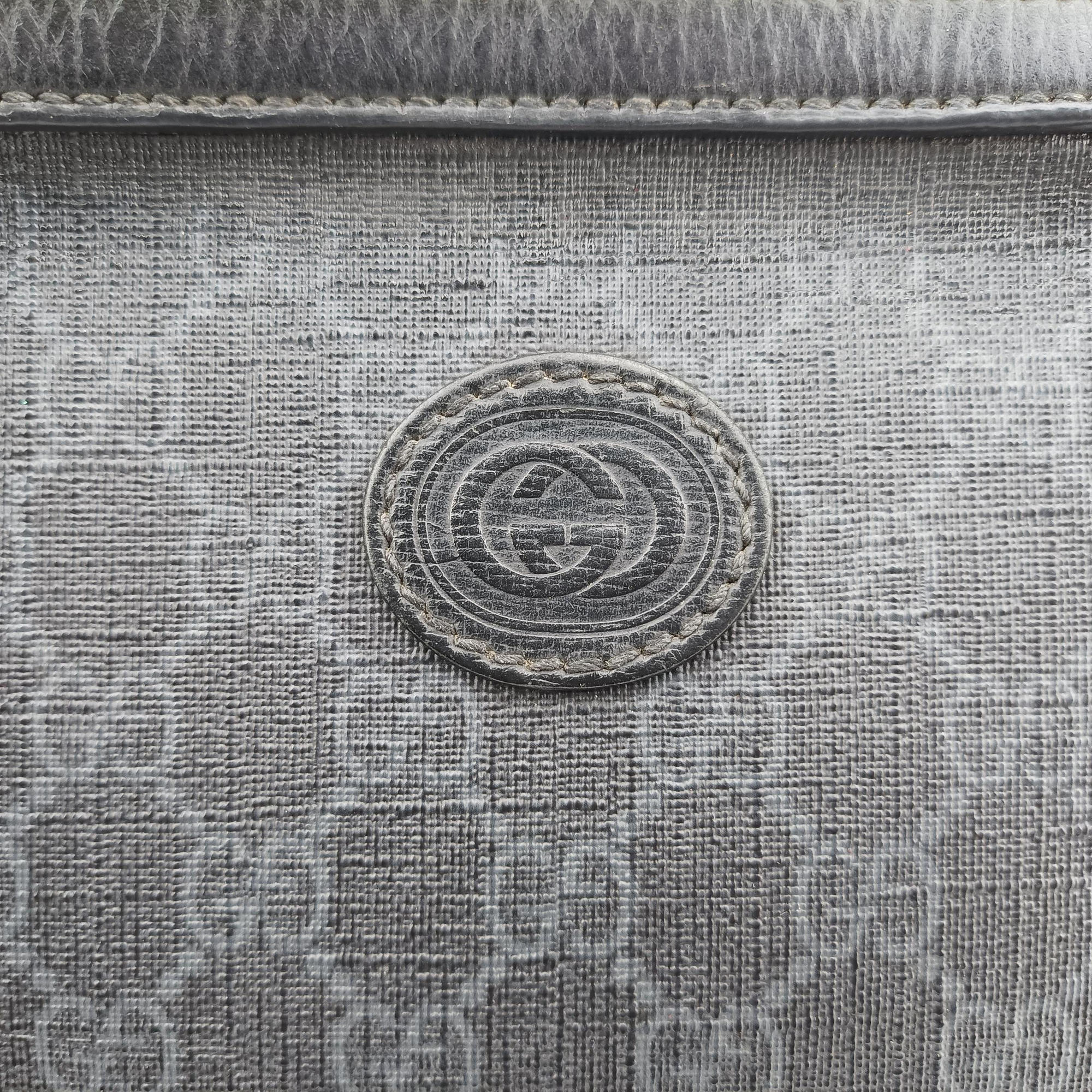 Pre-owned Gucci Interlocking G Messenger Black PVC coated canvas×Leather 703468 shoulderbag | stylenewstar