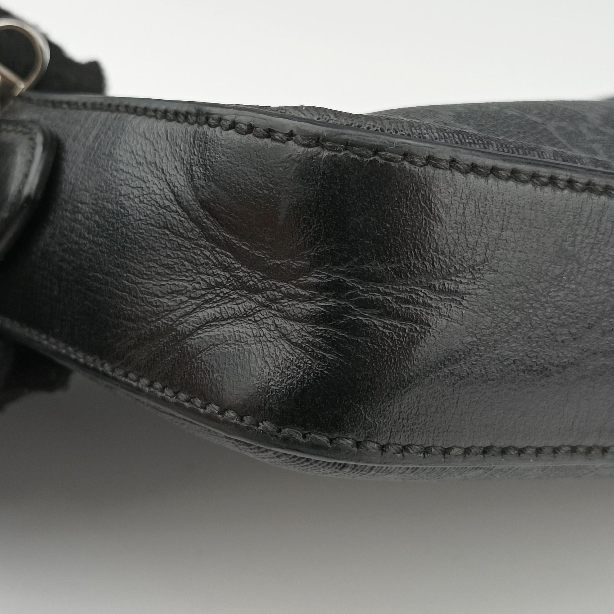 Pre-owned Gucci Interlocking G Messenger Black PVC coated canvas×Leather 703468 shoulderbag | stylenewstar