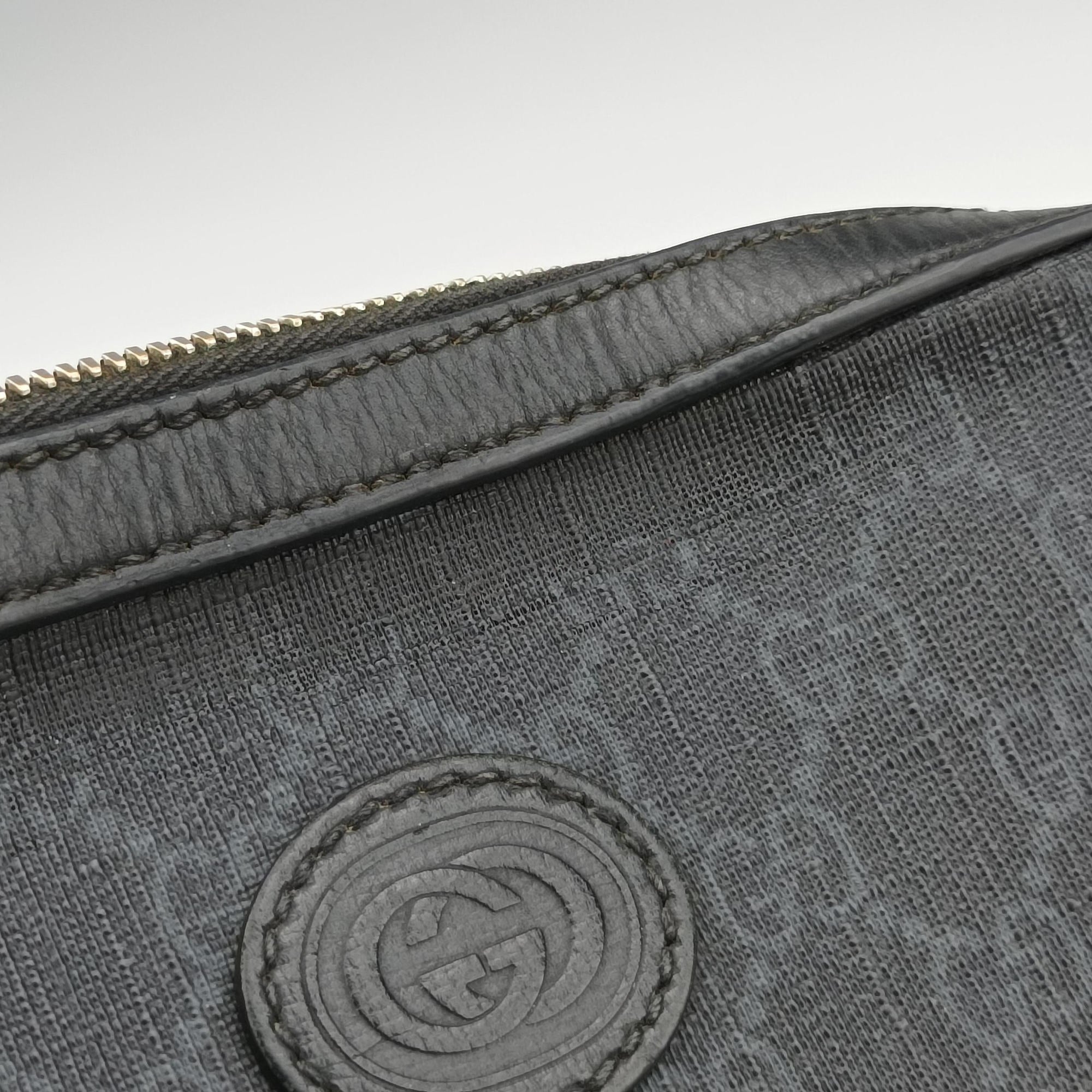Pre-owned Gucci Interlocking G Messenger Black PVC coated canvas×Leather 703468 shoulderbag | stylenewstar