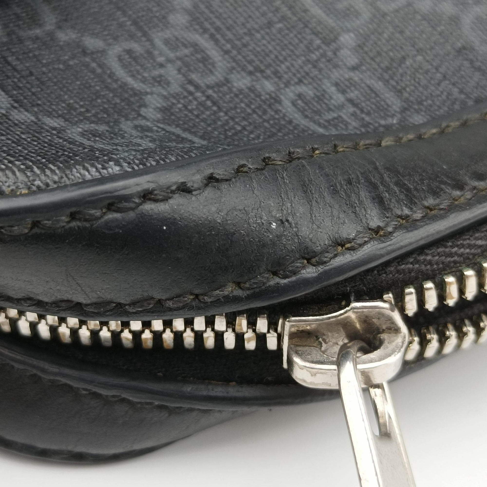 Pre-owned Gucci Interlocking G Messenger Black PVC coated canvas×Leather 703468 shoulderbag | stylenewstar