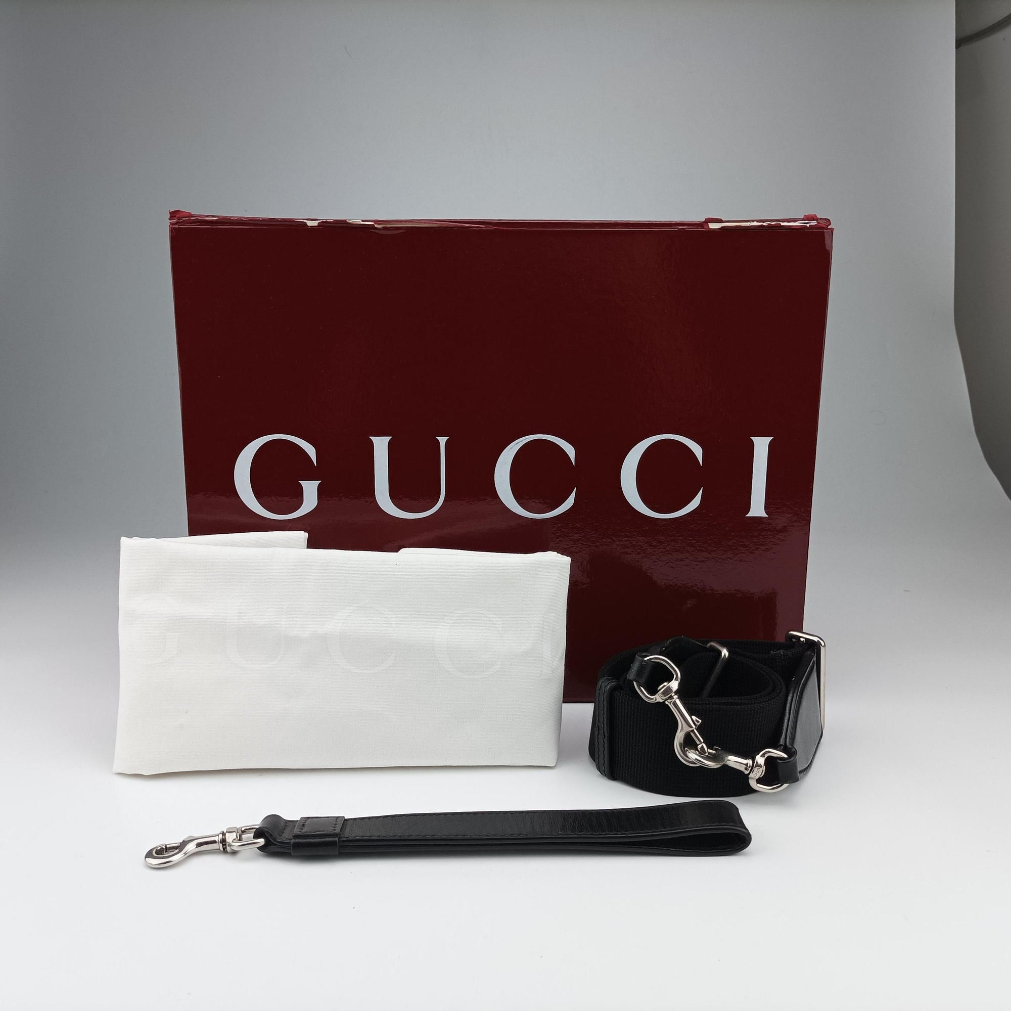 Pre-owned Gucci Interlocking G Messenger Black PVC coated canvas×Leather 703468 shoulderbag | stylenewstar