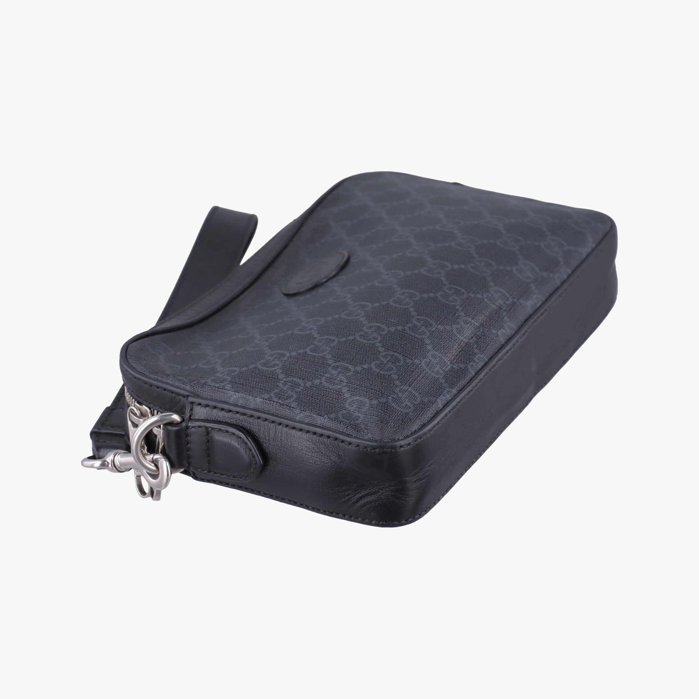 Pre-owned Gucci Interlocking G Messenger Black PVC coated canvas×Leather 703468 shoulderbag | stylenewstar
