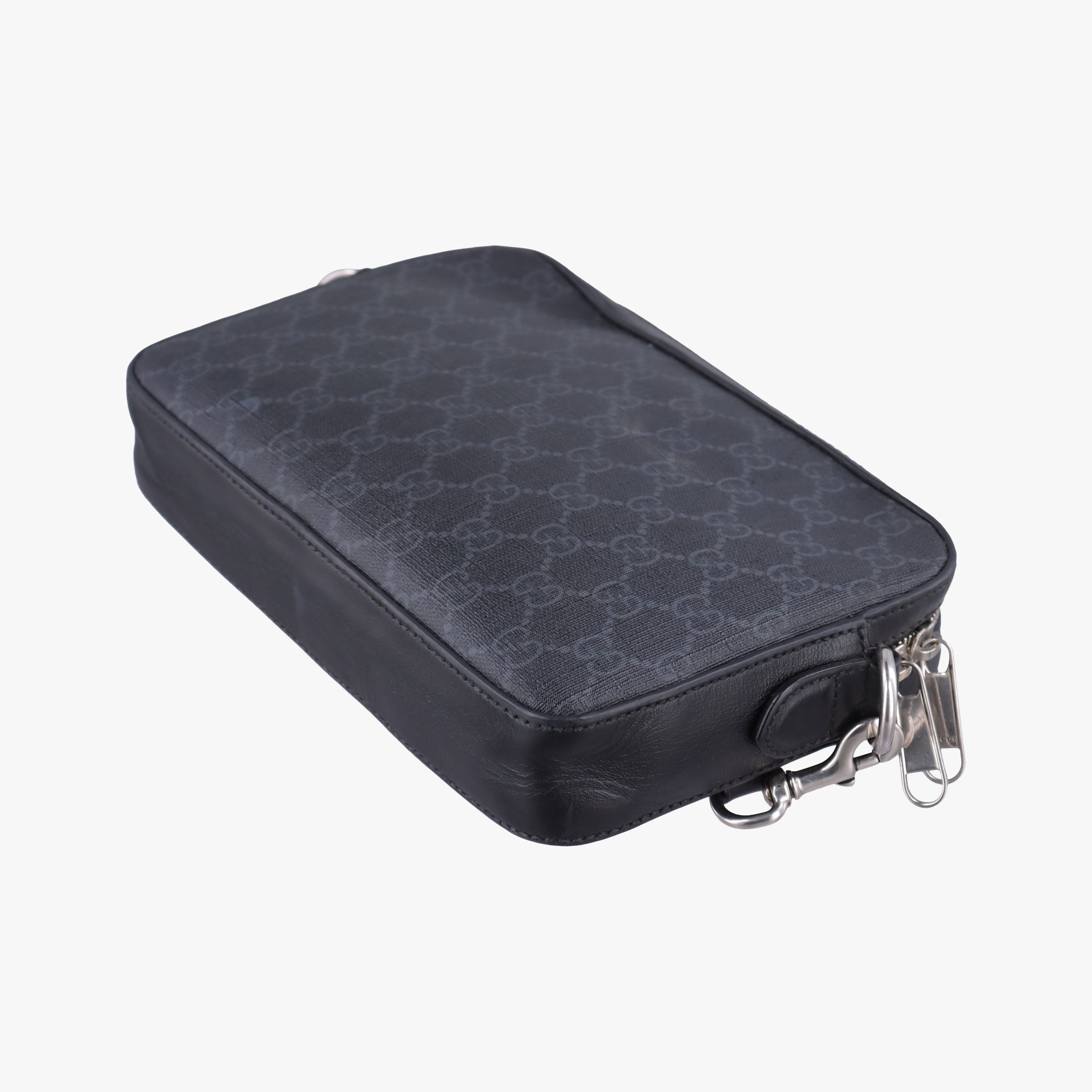 Pre-owned Gucci Interlocking G Messenger Black PVC coated canvas×Leather 703468 shoulderbag | stylenewstar