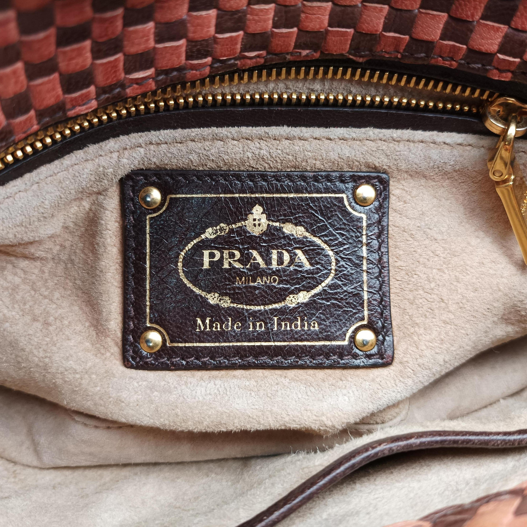 Pre-owned Prada MADRAS Brown Leather BT781V shoulderbag | stylenewstar