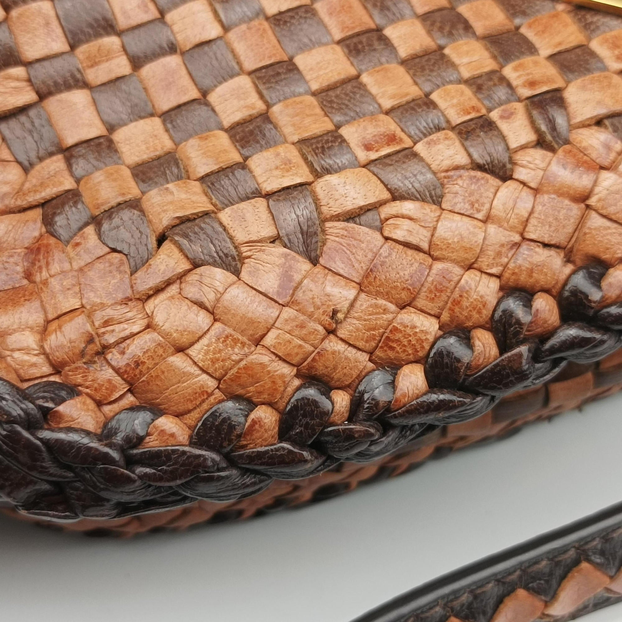 Pre-owned Prada MADRAS Brown Leather BT781V shoulderbag | stylenewstar