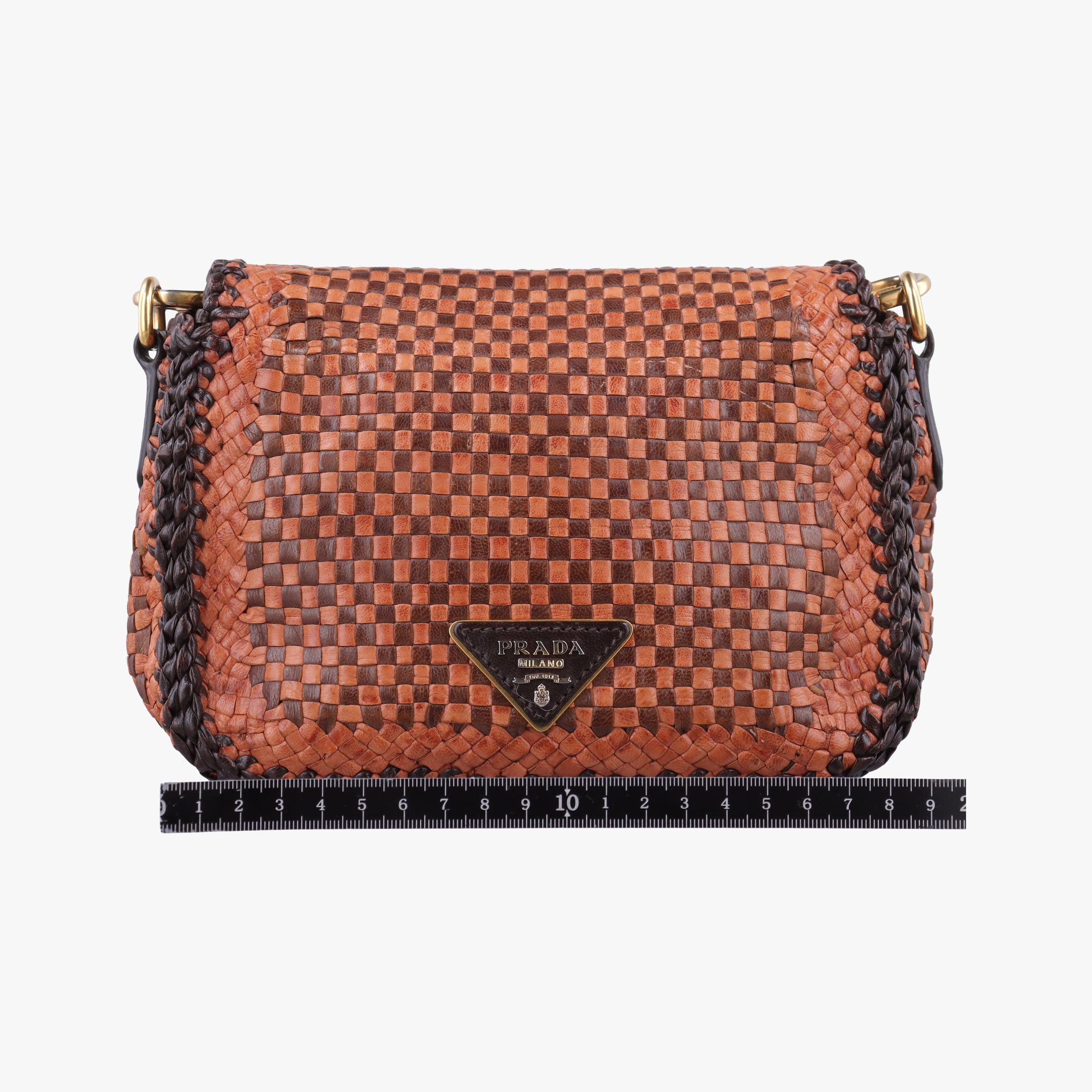 Pre-owned Prada MADRAS Brown Leather BT781V shoulderbag | stylenewstar