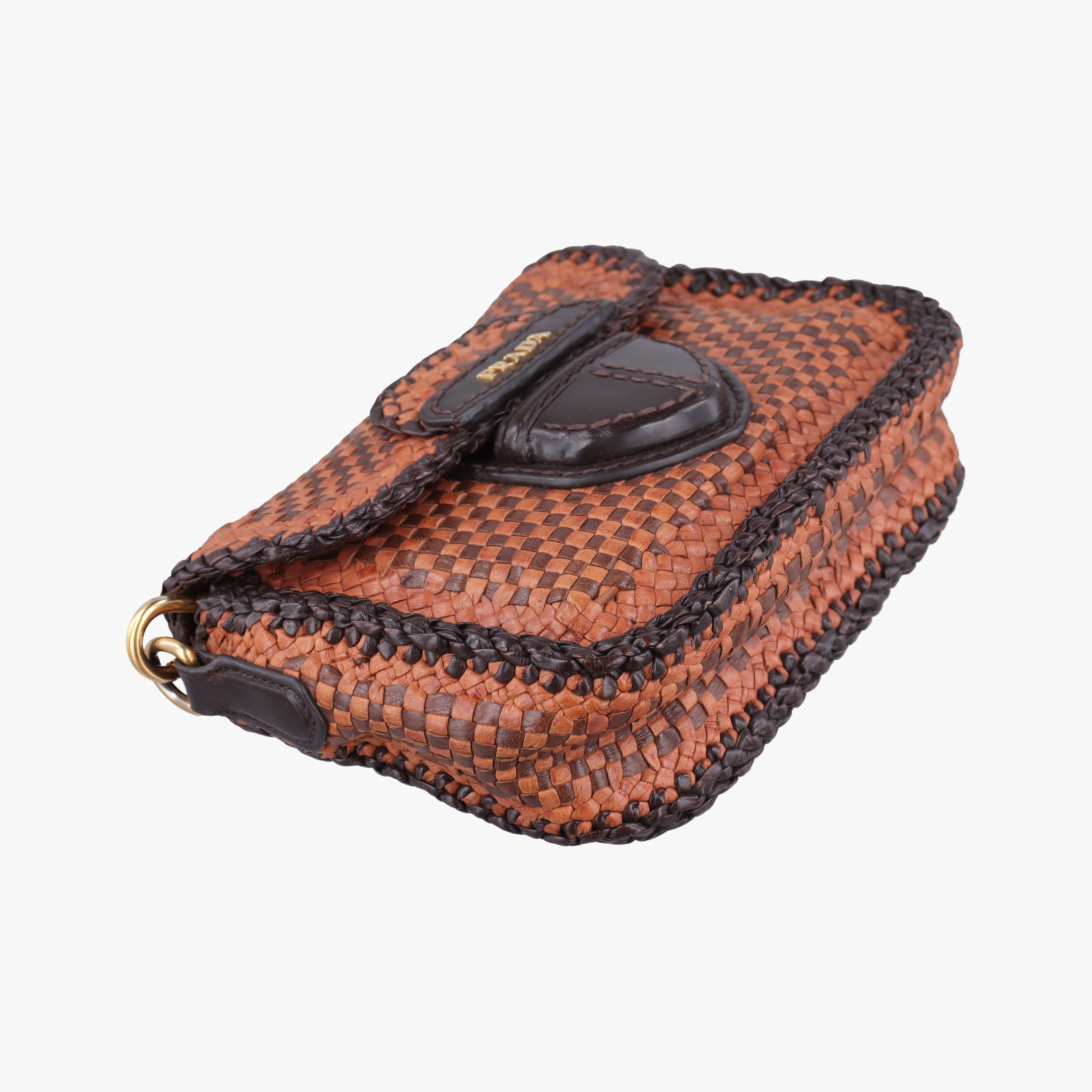 Pre-owned Prada MADRAS Brown Leather BT781V shoulderbag | stylenewstar