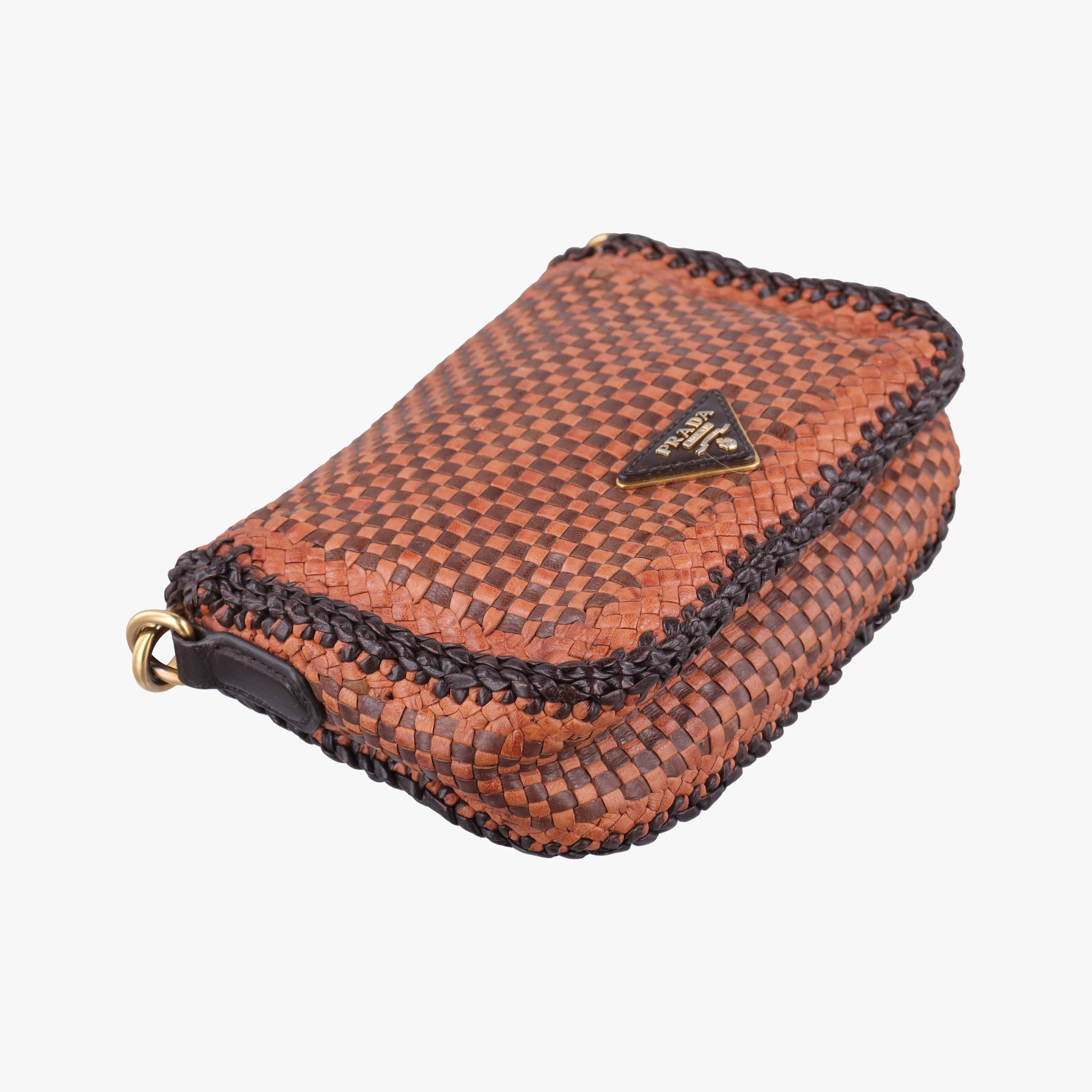Pre-owned Prada MADRAS Brown Leather BT781V shoulderbag | stylenewstar