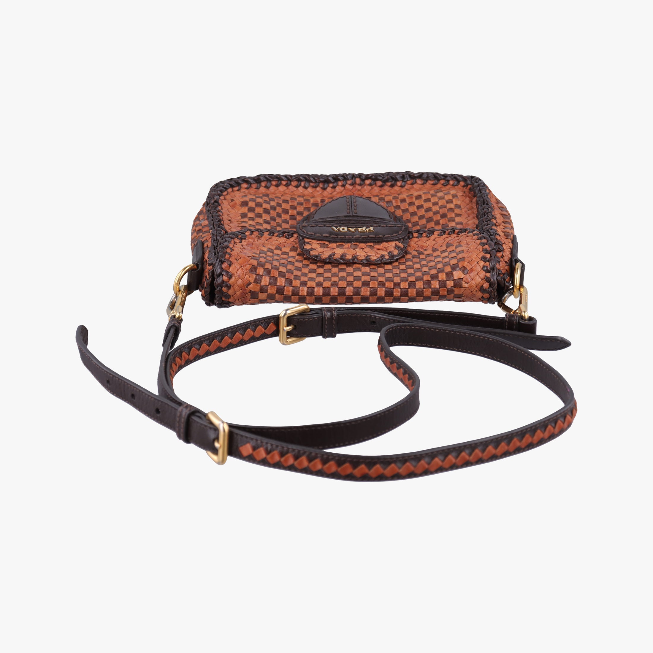 Pre-owned Prada MADRAS Brown Leather BT781V shoulderbag | stylenewstar