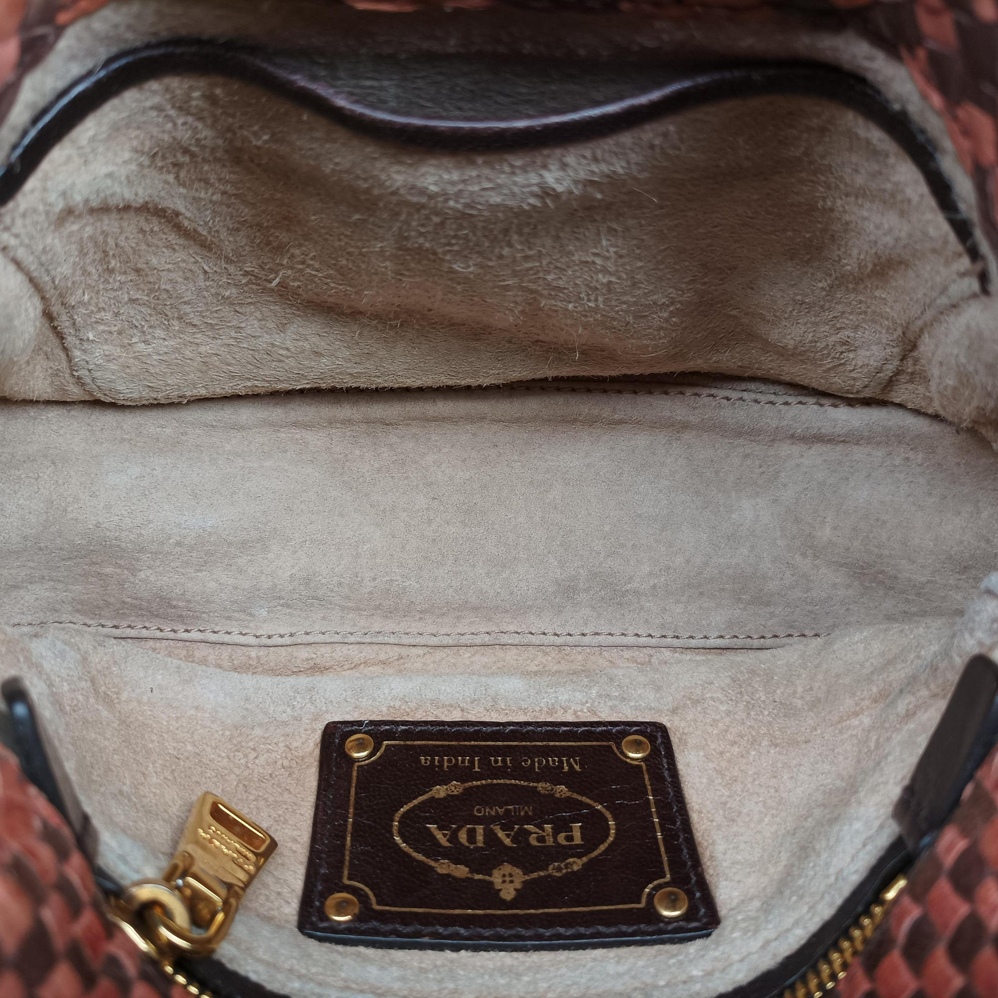 Pre-owned Prada MADRAS Brown Leather BT781V shoulderbag | stylenewstar