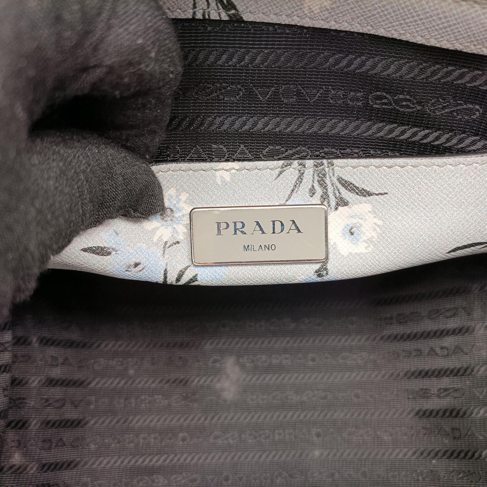 Pre-owned Prada Double Zip Tote Floral Print Multicolour SaffianoLeather BL837P shoulderbag | stylenewstar