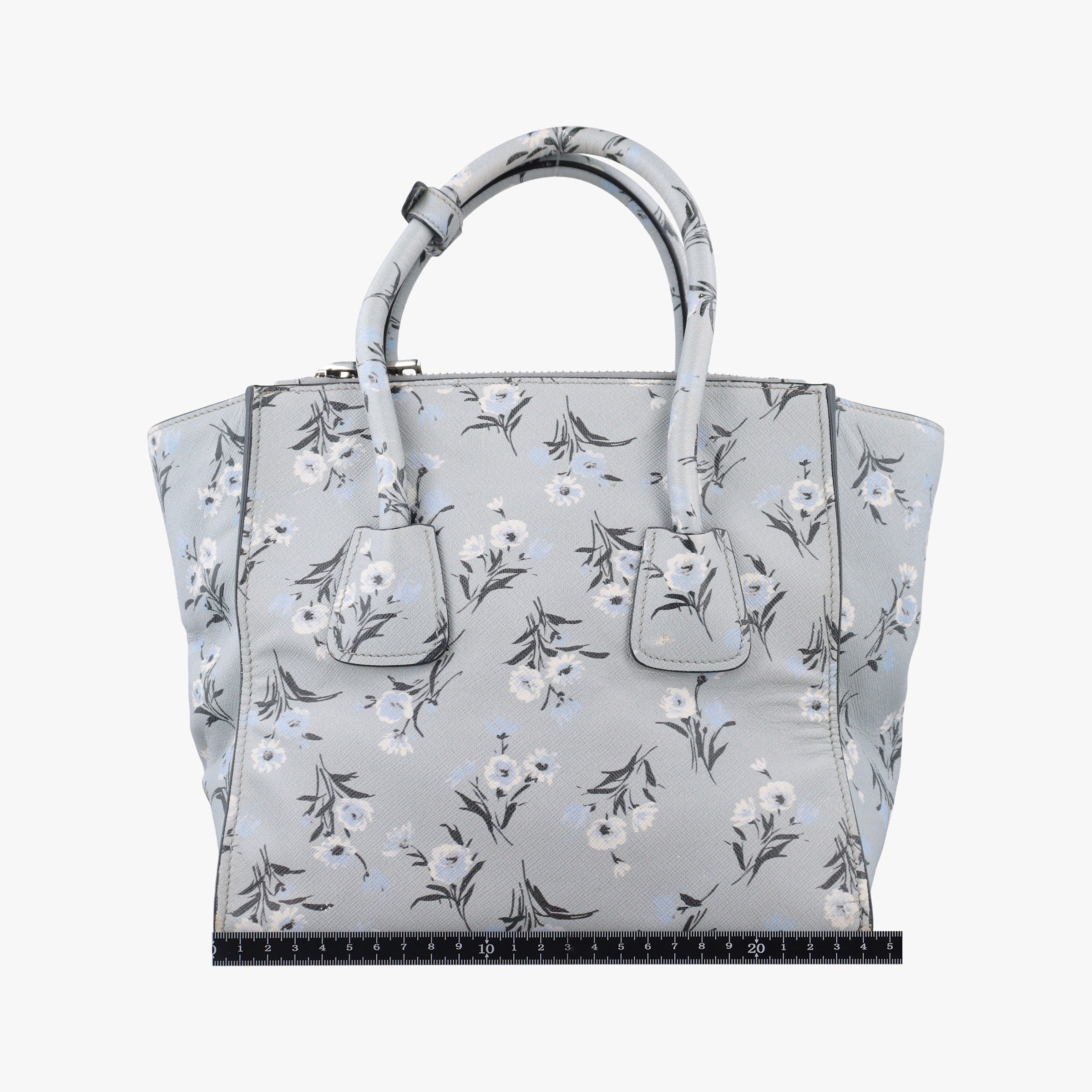 Pre-owned Prada Double Zip Tote Floral Print Multicolour SaffianoLeather BL837P shoulderbag | stylenewstar