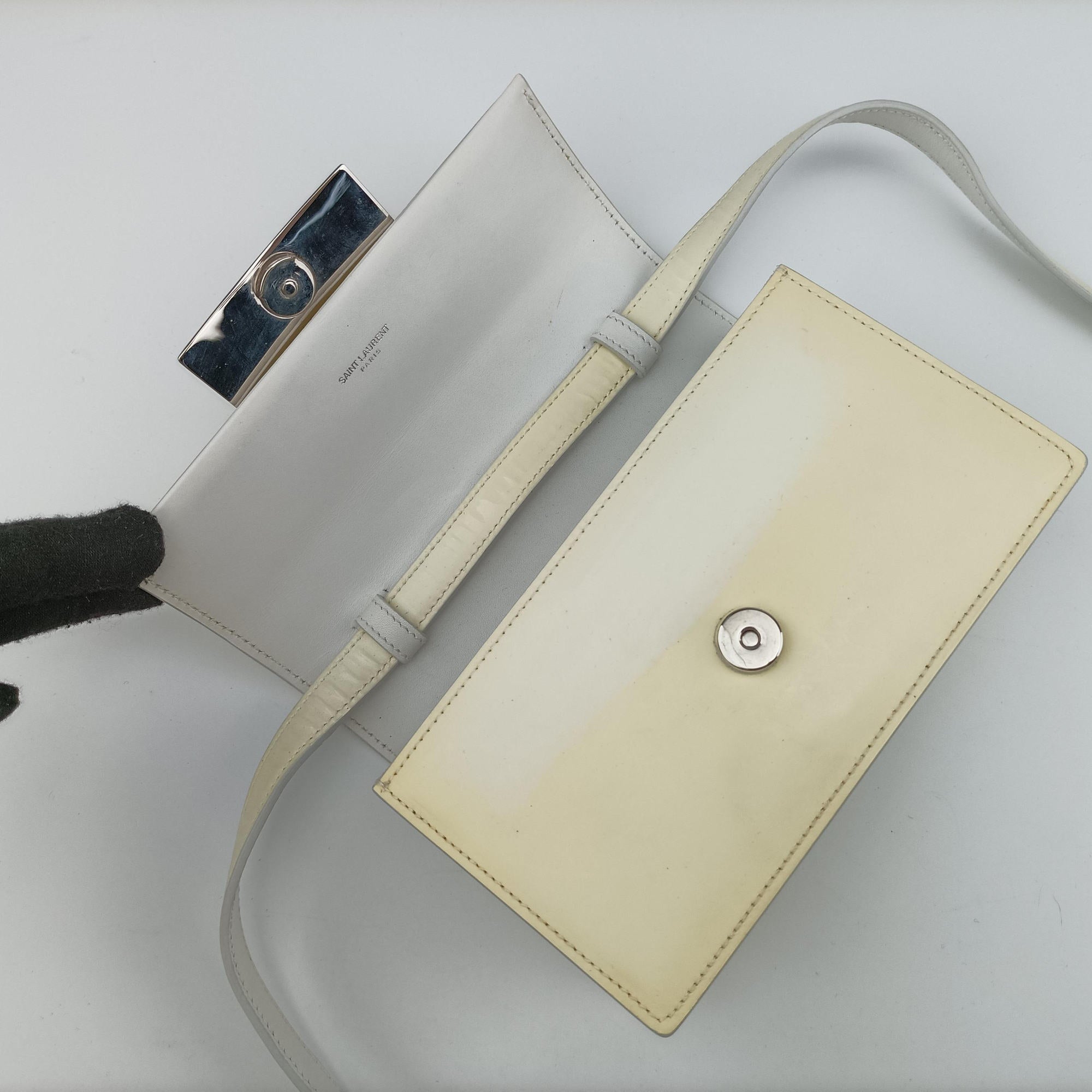 Pre-owned Yves Saint Laurent Lulu Bunny Beige x white Leather 367071 shoulderbag | stylenewstar