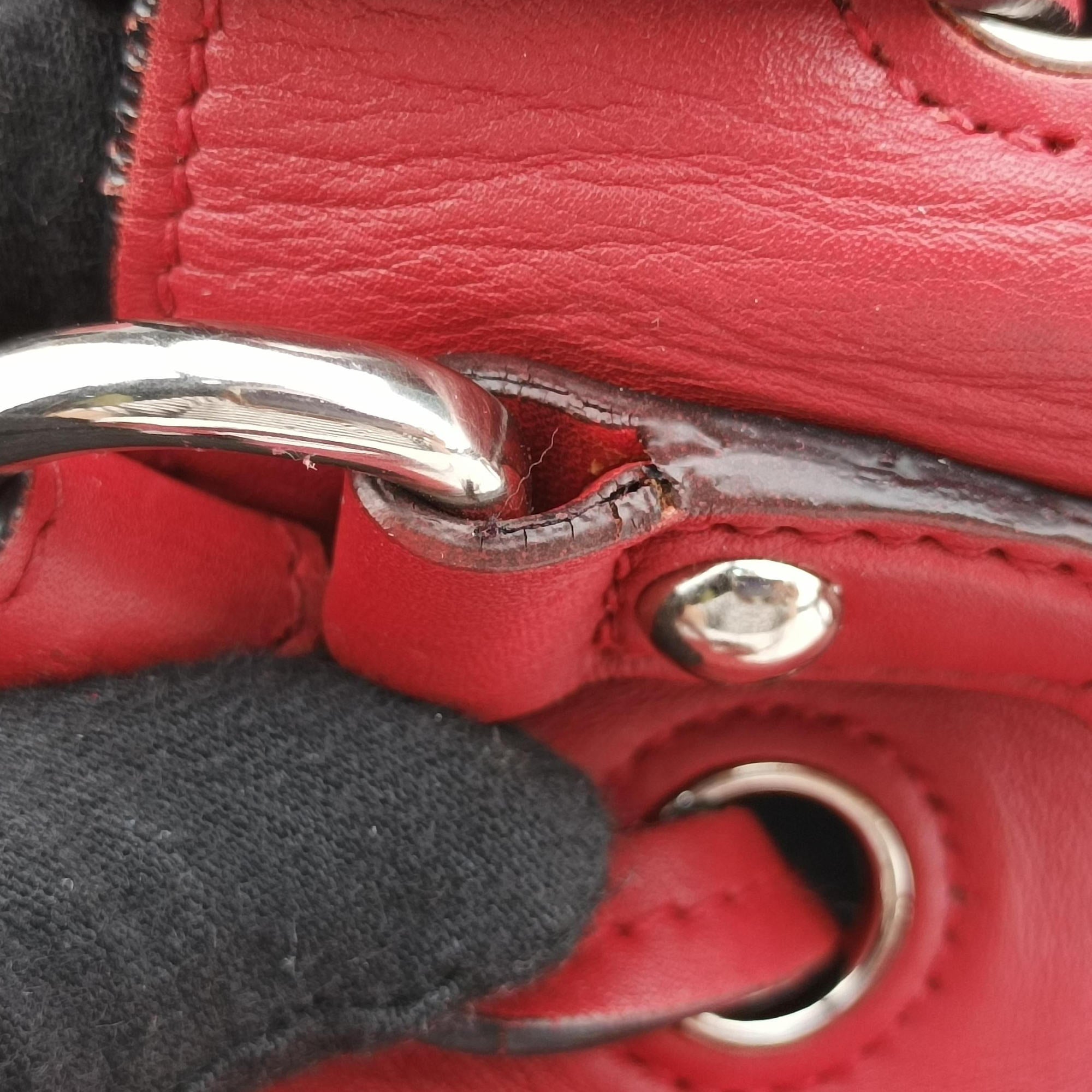 Pre-owned Prada Tassel Drawstring Bucket Red leather BR5069 shoulderbag | stylenewstar
