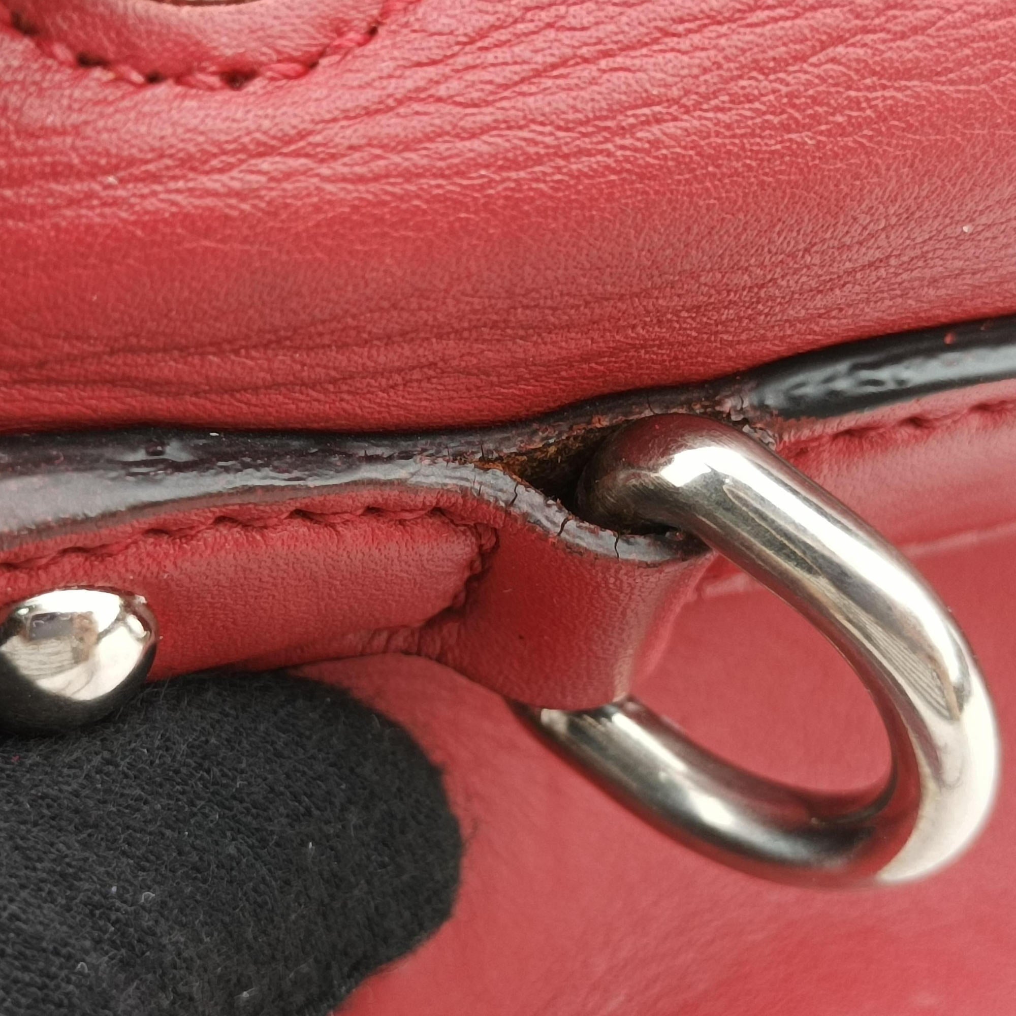Pre-owned Prada Tassel Drawstring Bucket Red leather BR5069 shoulderbag | stylenewstar