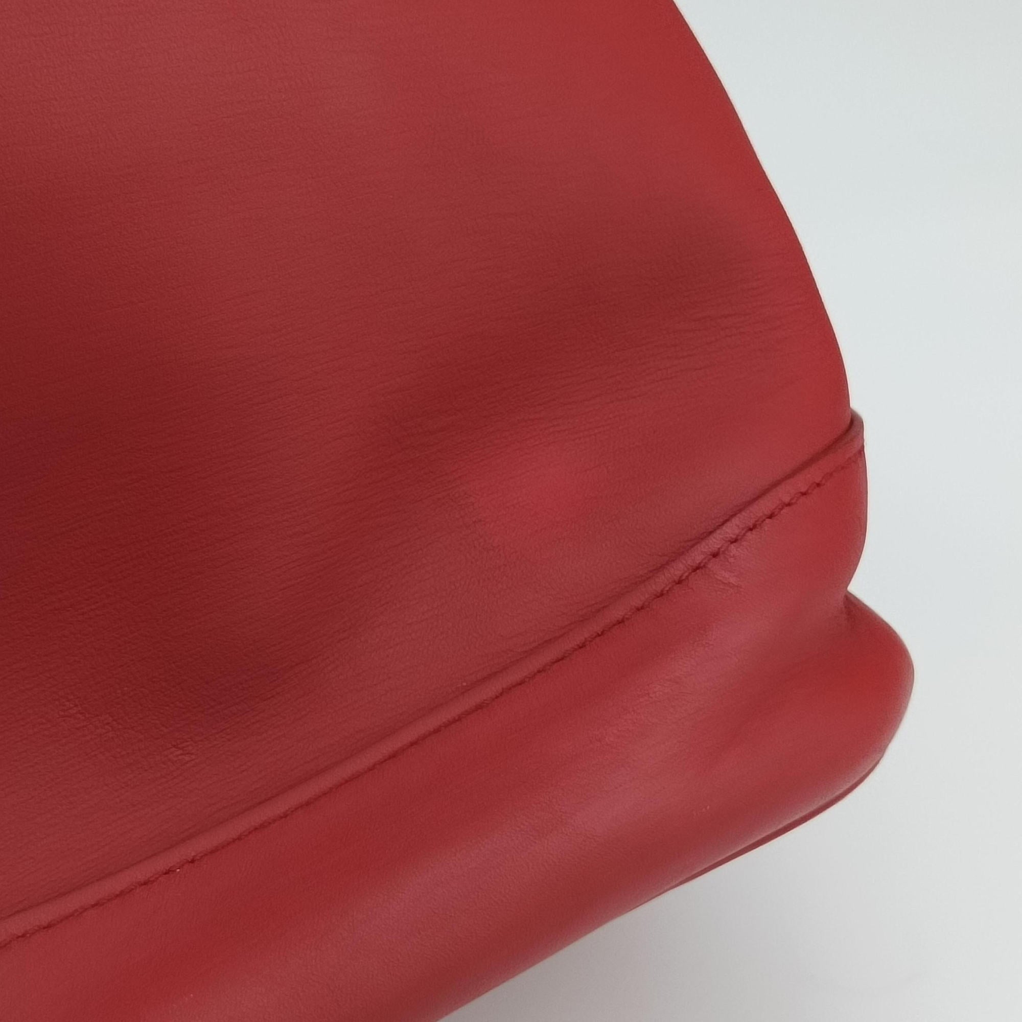 Pre-owned Prada Tassel Drawstring Bucket Red leather BR5069 shoulderbag | stylenewstar