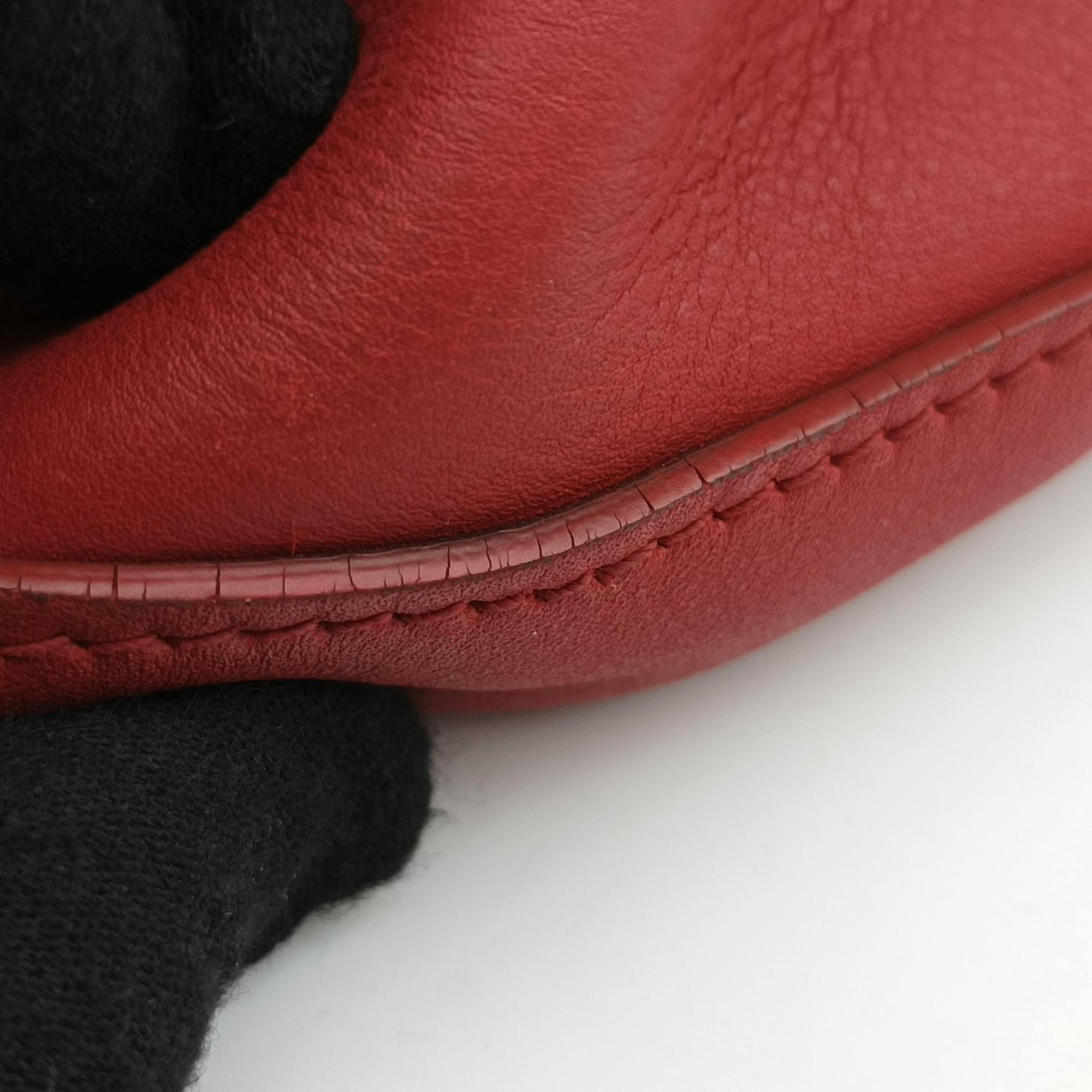 Pre-owned Prada Tassel Drawstring Bucket Red leather BR5069 shoulderbag | stylenewstar