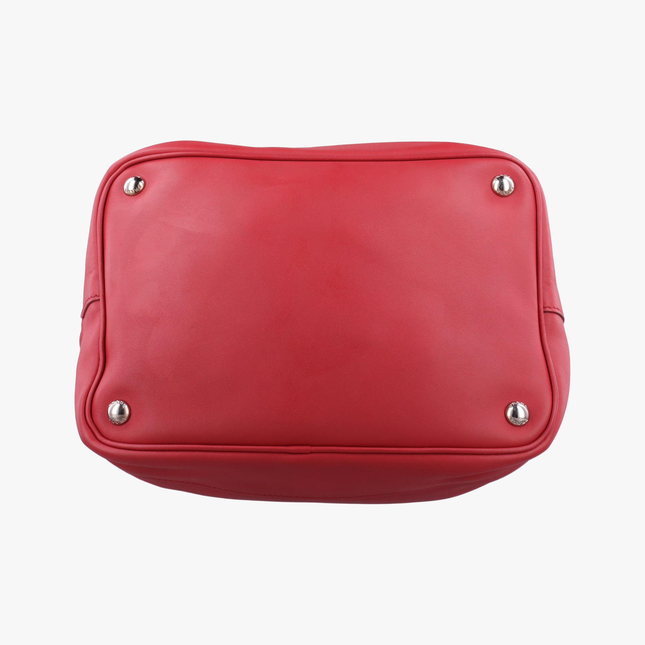 Pre-owned Prada Tassel Drawstring Bucket Red leather BR5069 shoulderbag | stylenewstar