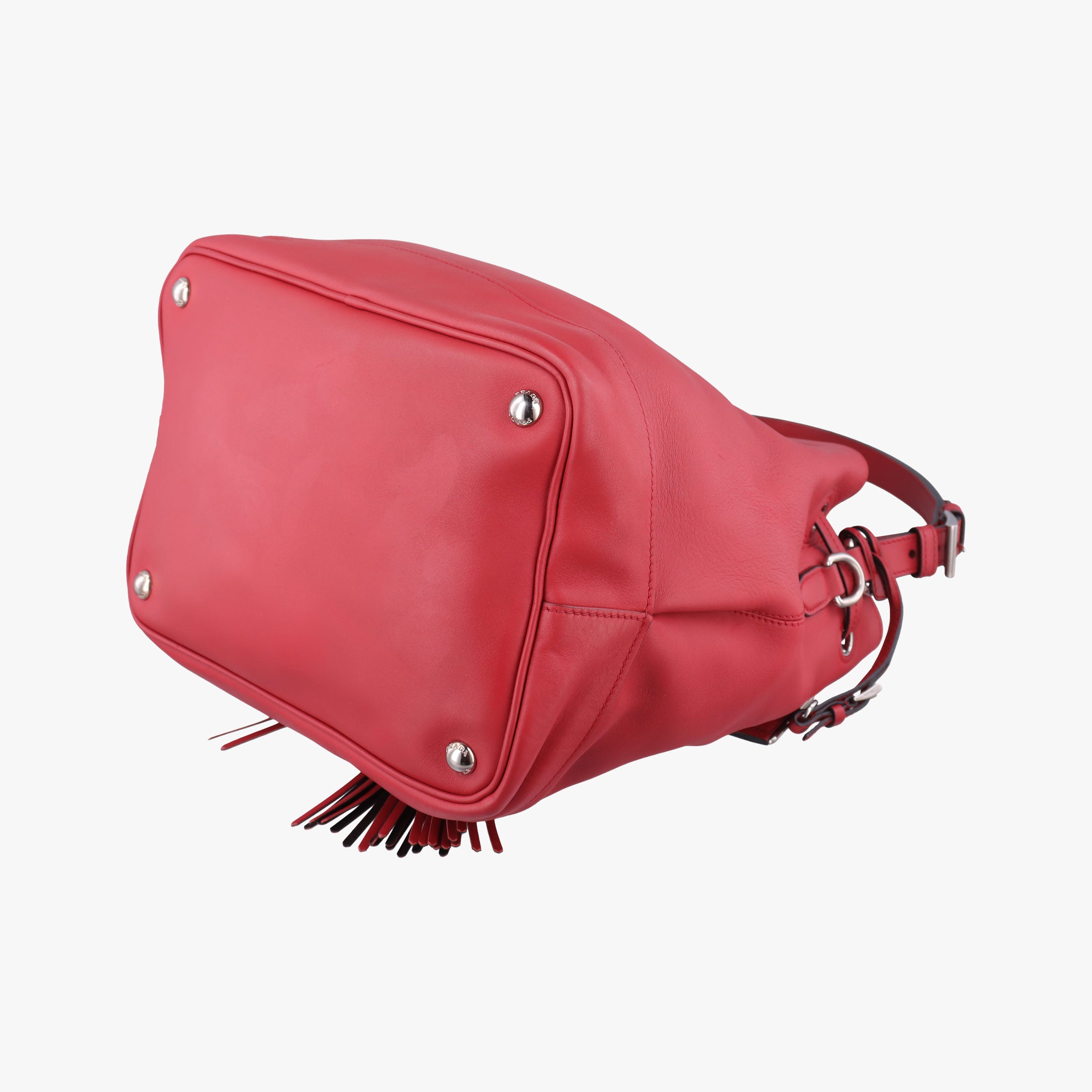 Pre-owned Prada Tassel Drawstring Bucket Red leather BR5069 shoulderbag | stylenewstar