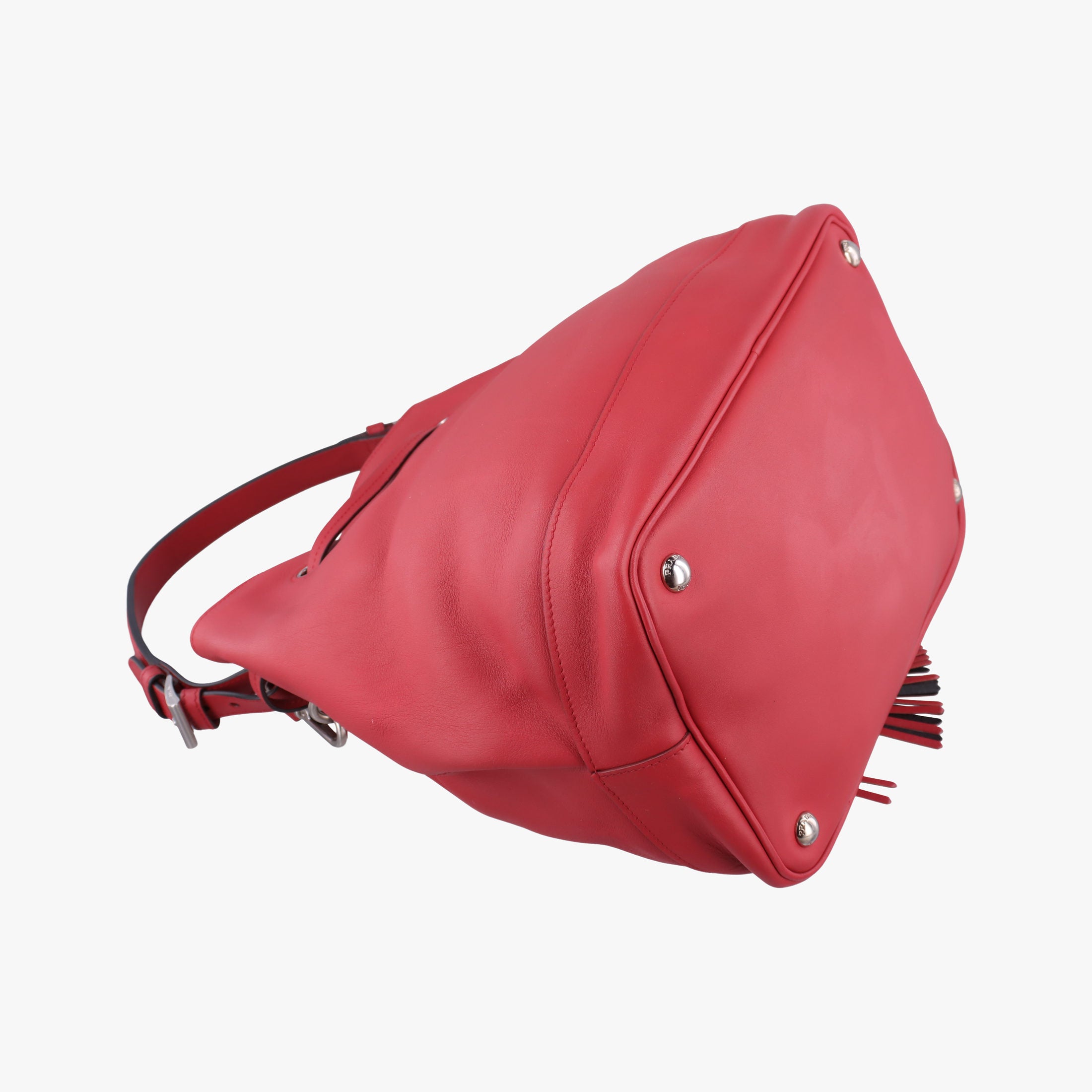 Pre-owned Prada Tassel Drawstring Bucket Red leather BR5069 shoulderbag | stylenewstar