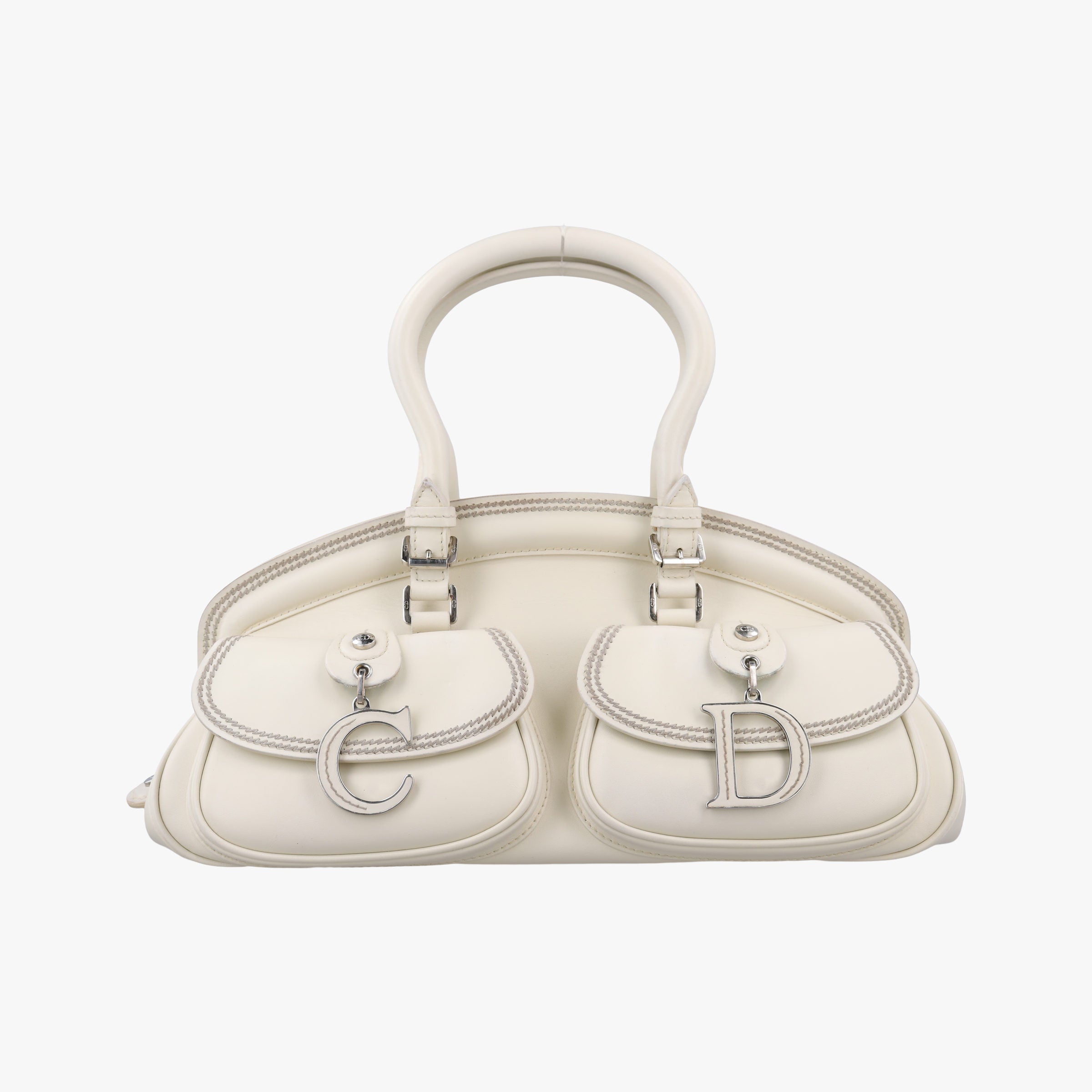 Pre-owned Christian Dior Detective White leather  handbag | stylenewstar
