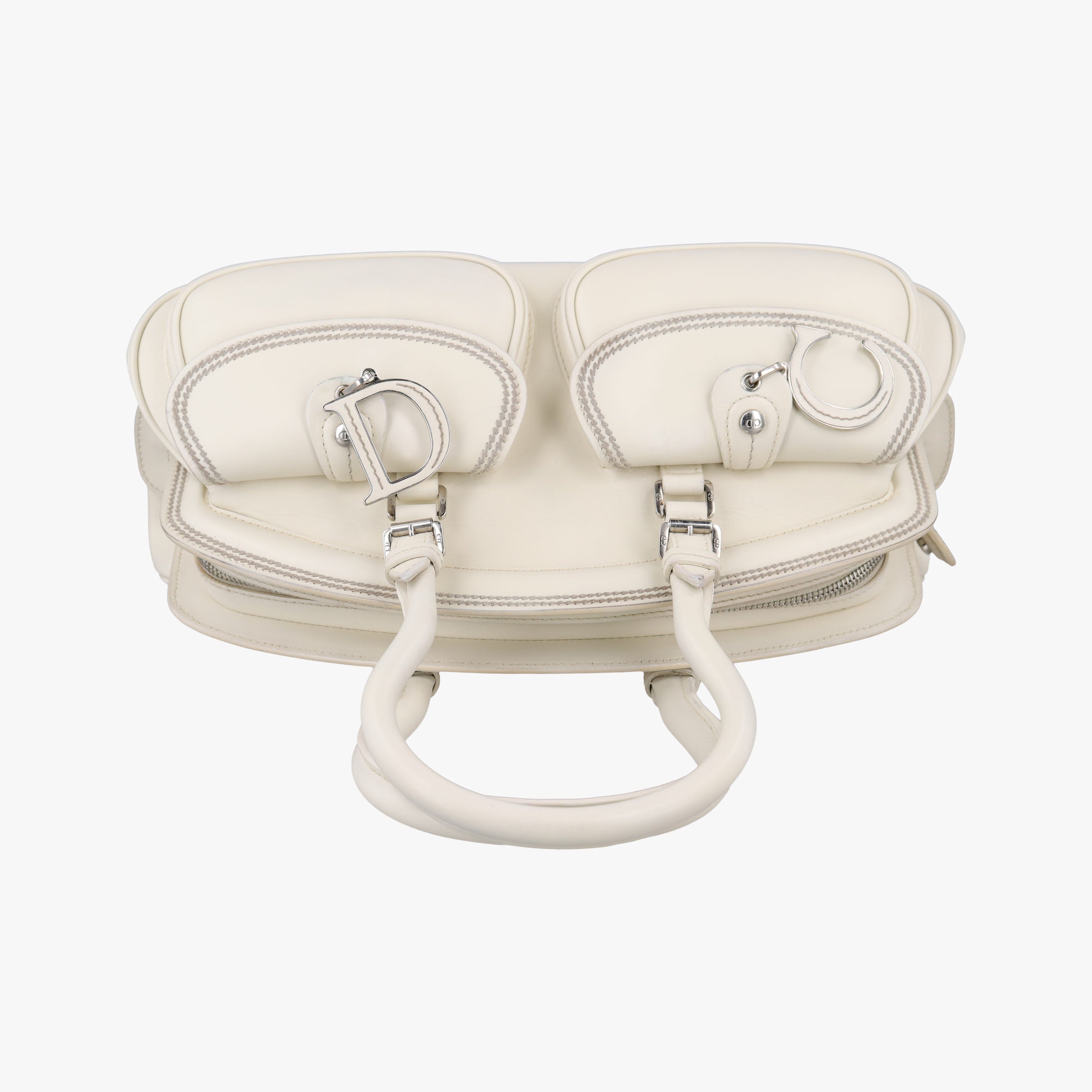 Pre-owned Christian Dior Detective White leather  handbag | stylenewstar