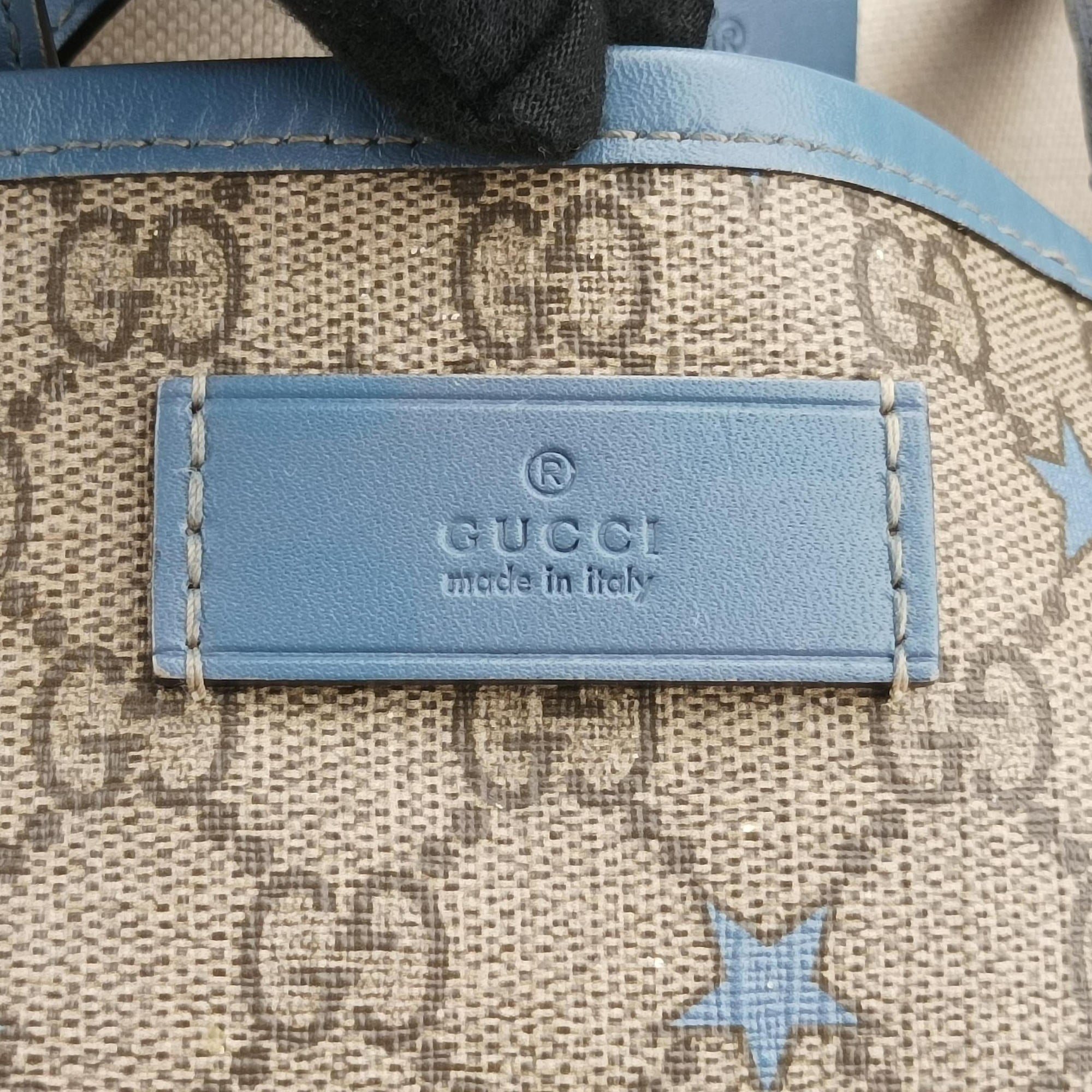 Pre-owned Gucci GG Plus GG Supreme beige×blue PVC coated canvas×Leather 309498 shoulderbag | stylenewstar