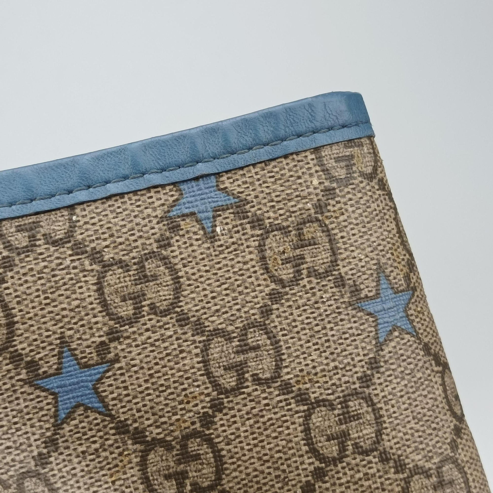 Pre-owned Gucci GG Plus GG Supreme beige×blue PVC coated canvas×Leather 309498 shoulderbag | stylenewstar