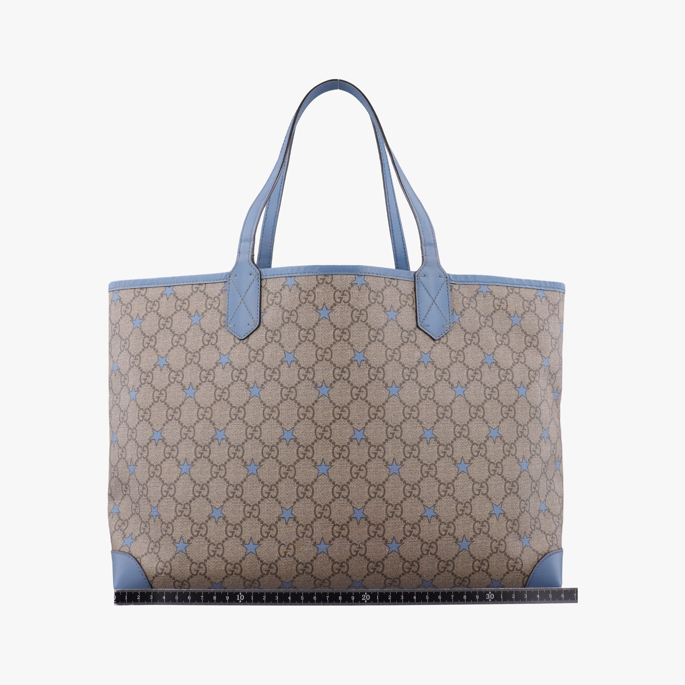 Pre-owned Gucci GG Plus GG Supreme beige×blue PVC coated canvas×Leather 309498 shoulderbag | stylenewstar