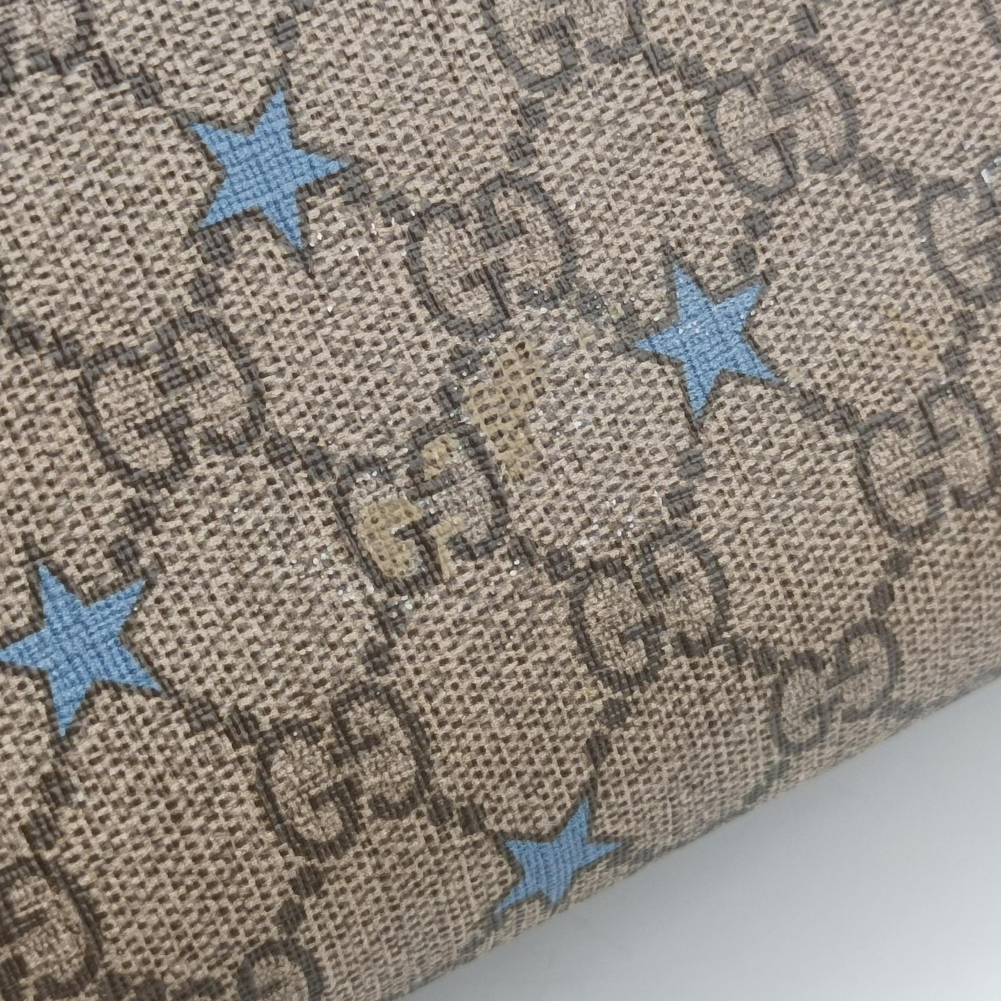 Pre-owned Gucci GG Plus GG Supreme beige×blue PVC coated canvas×Leather 309498 shoulderbag | stylenewstar