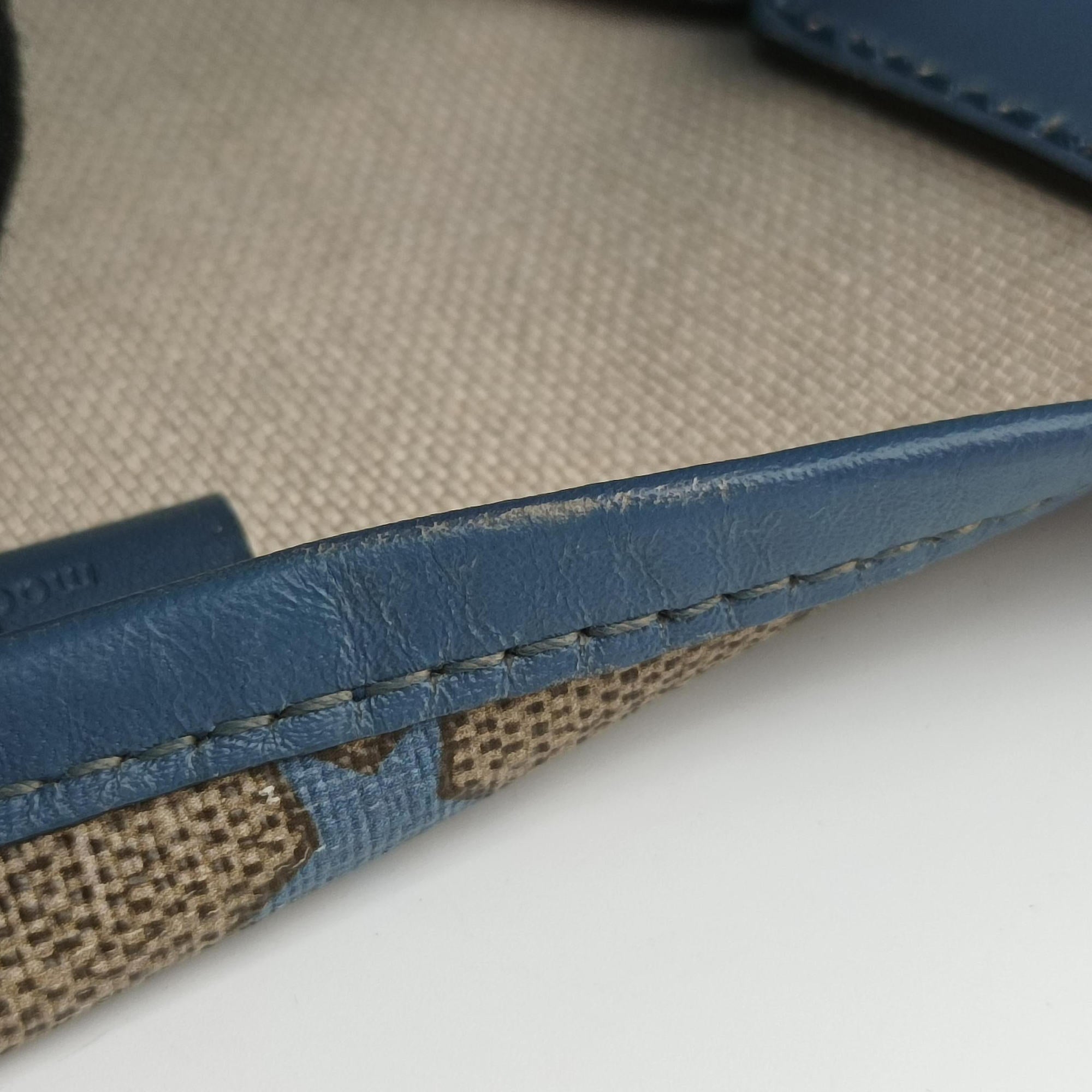 Pre-owned Gucci GG Plus GG Supreme beige×blue PVC coated canvas×Leather 309498 shoulderbag | stylenewstar