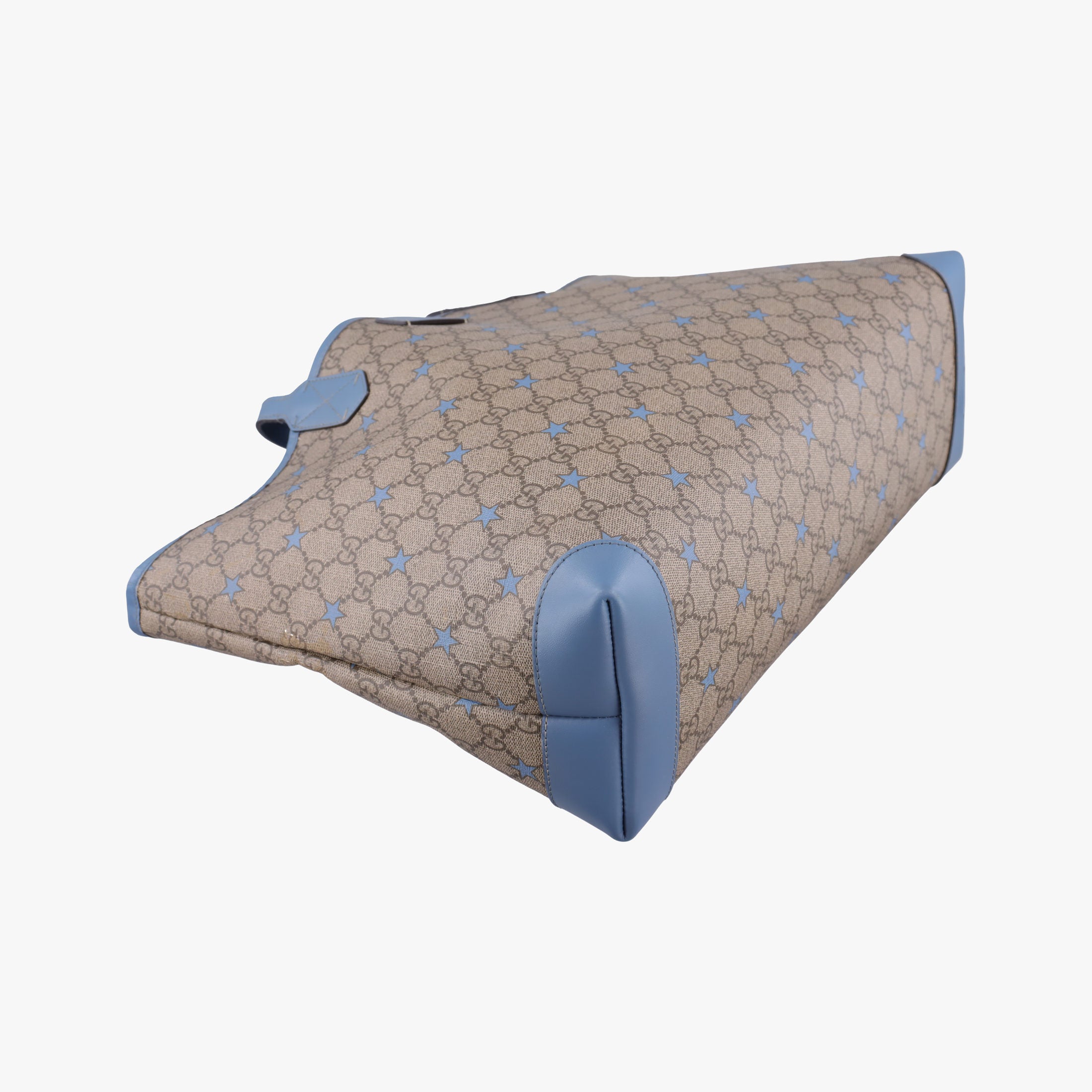 Pre-owned Gucci GG Plus GG Supreme beige×blue PVC coated canvas×Leather 309498 shoulderbag | stylenewstar