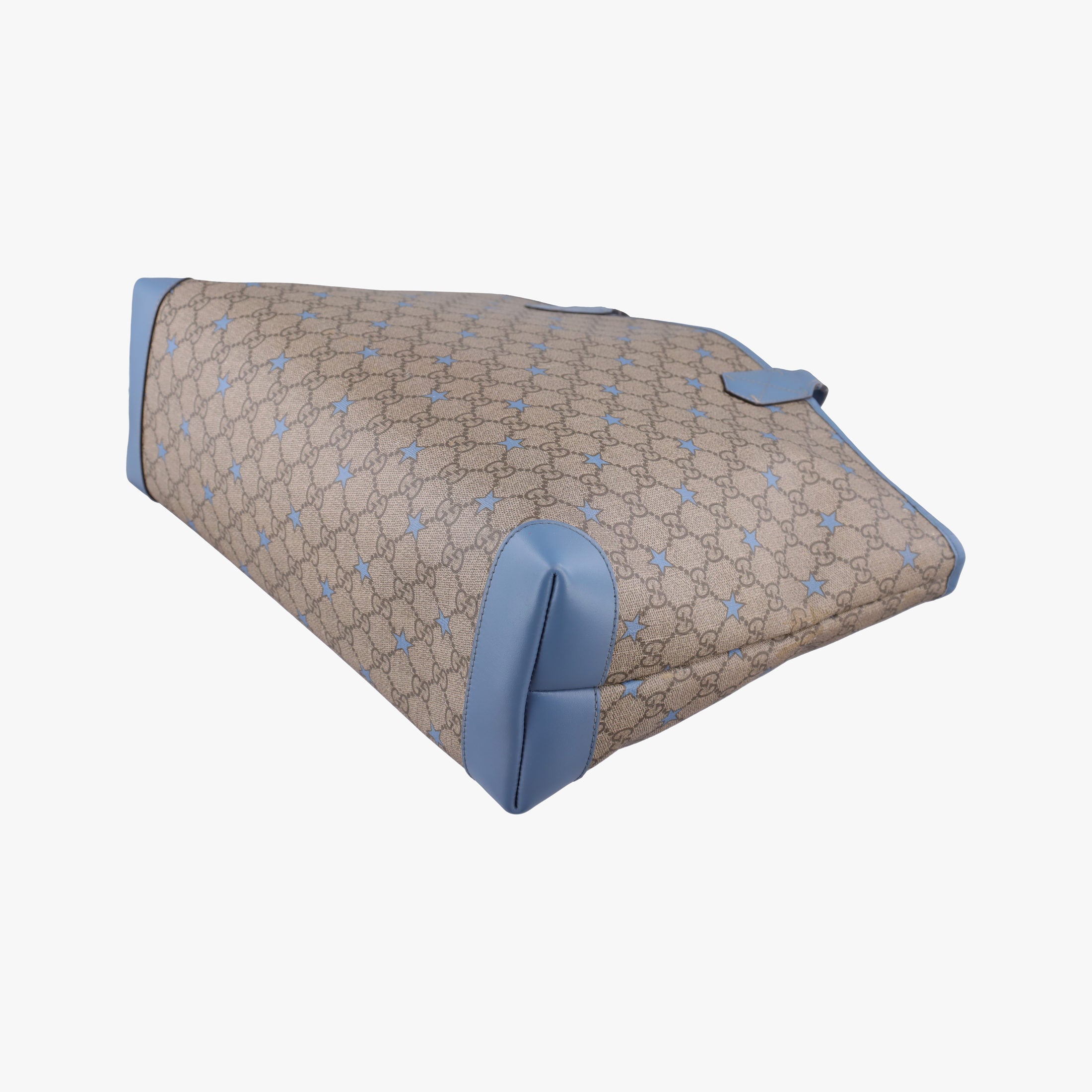 Pre-owned Gucci GG Plus GG Supreme beige×blue PVC coated canvas×Leather 309498 shoulderbag | stylenewstar