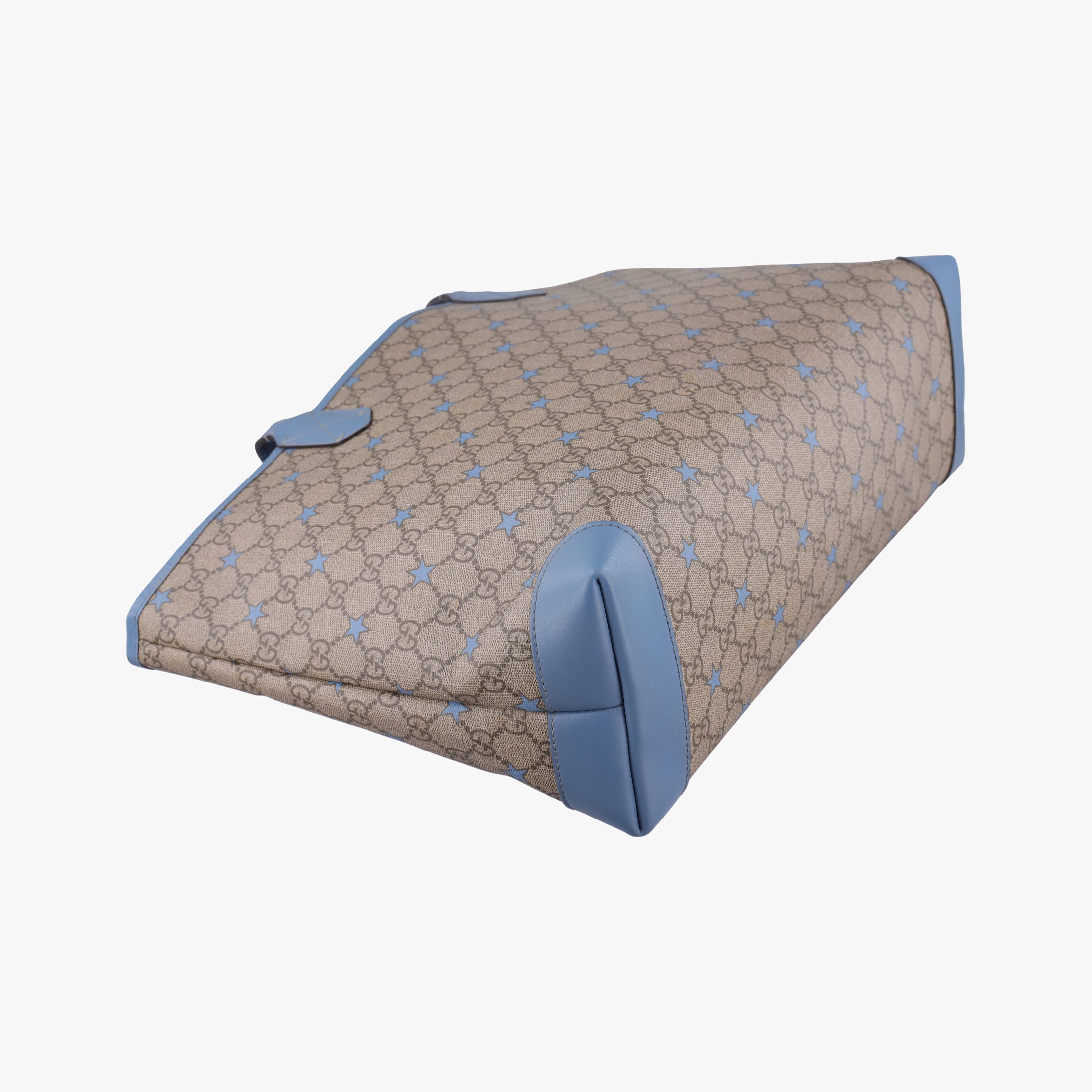 Pre-owned Gucci GG Plus GG Supreme beige×blue PVC coated canvas×Leather 309498 shoulderbag | stylenewstar