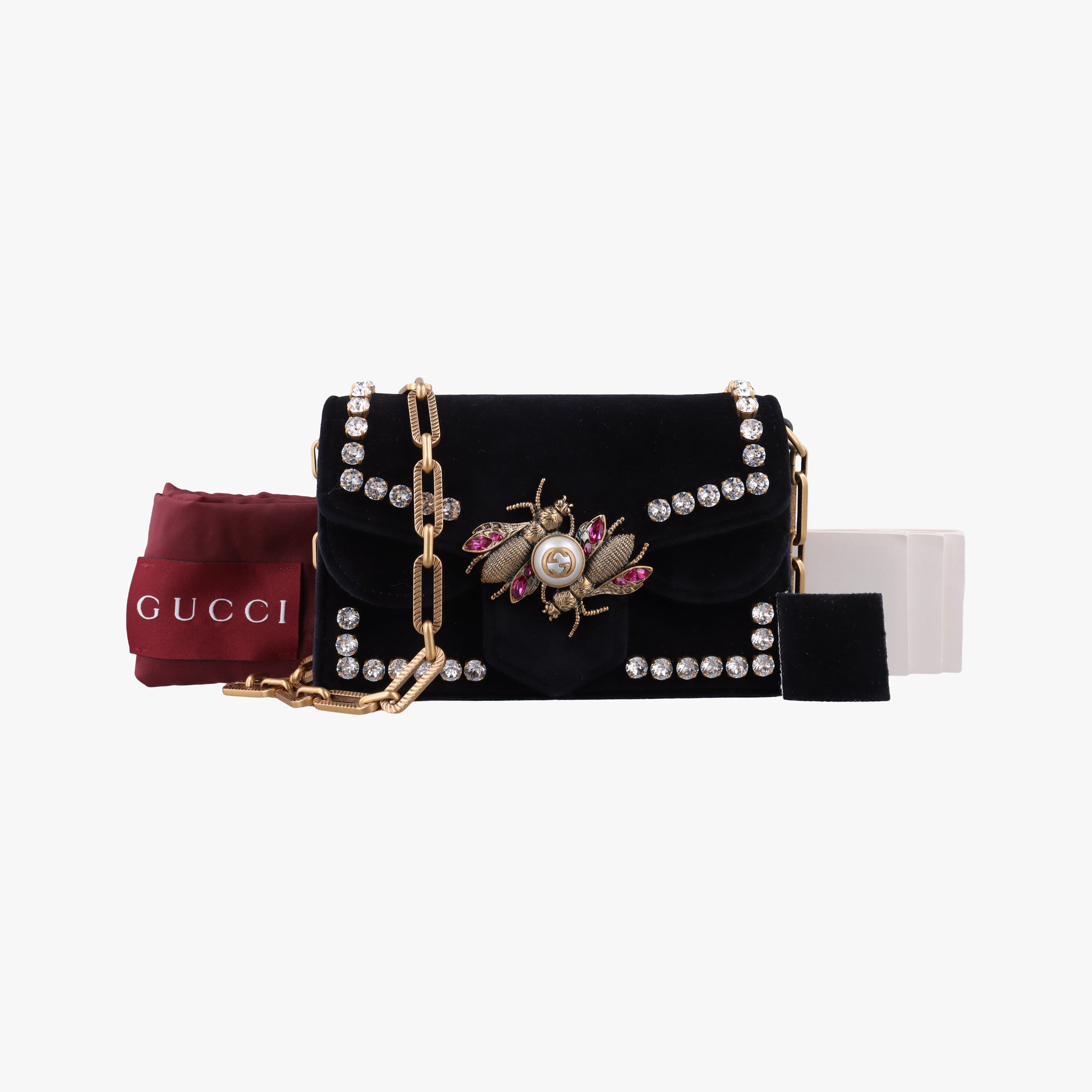Pre-owned Gucci Broadway Black velour 489218 shoulderbag | stylenewstar