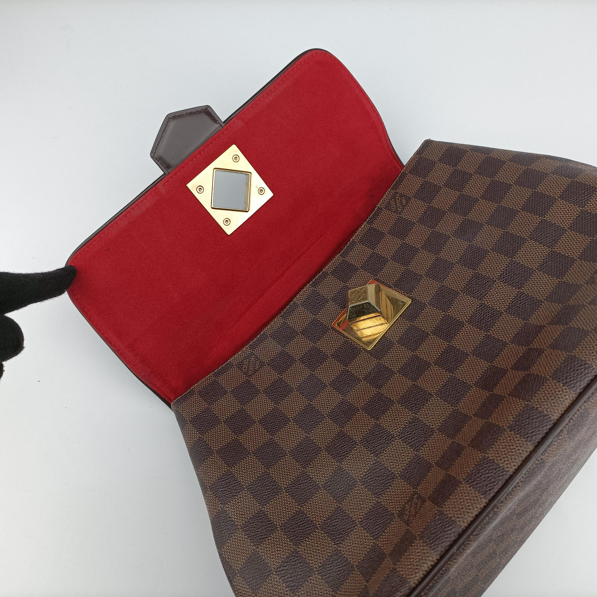 Pre-owned Louis Vuitton BERGAMO MM EBENE Damier Canvas N41168 shoulderbag | stylenewstar